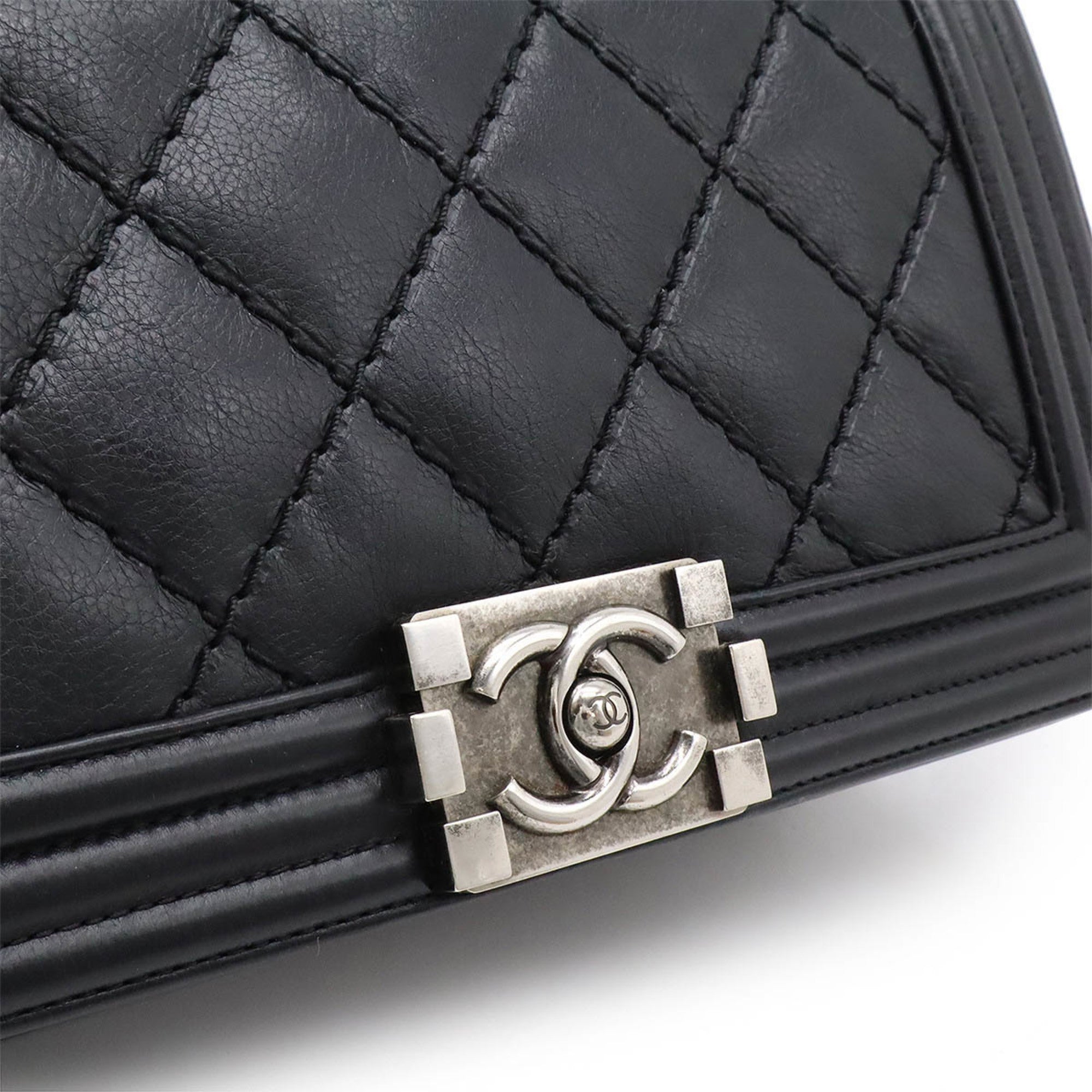 Chanel Wild Stitch Black Leather Shoulder Bag