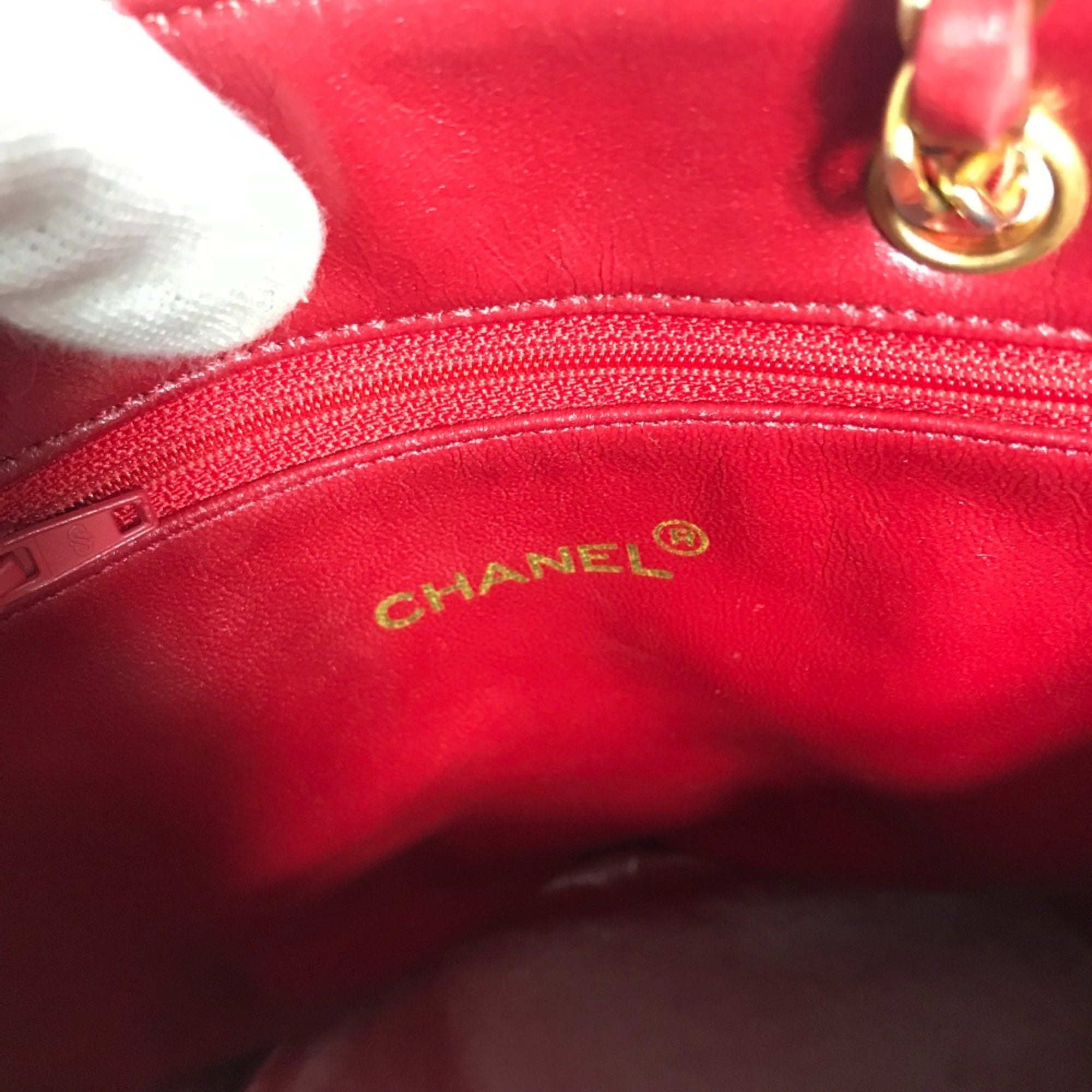 Chanel Red Leather Shoulder Bag