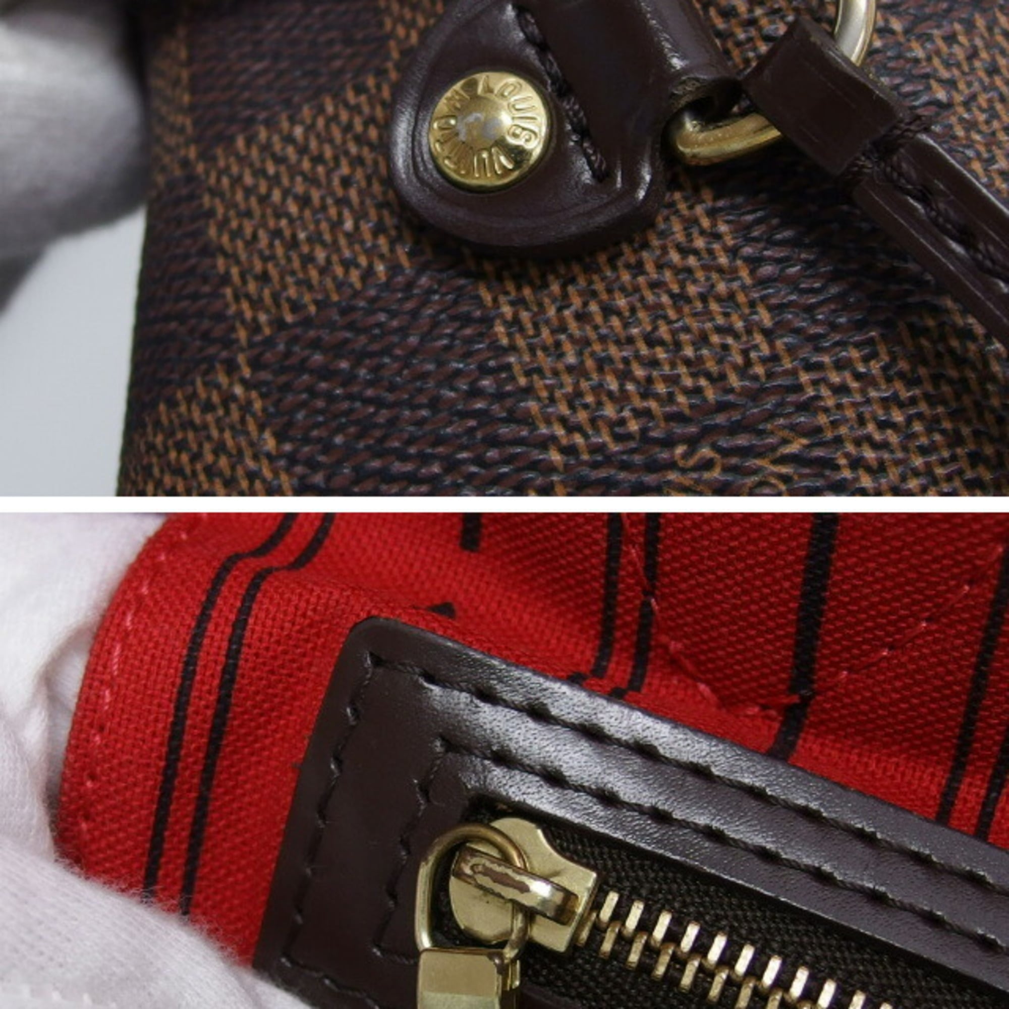 Louis Vuitton Dark Brown Damier Canvas Leather Handbag Shoulder Bag Tote Bag