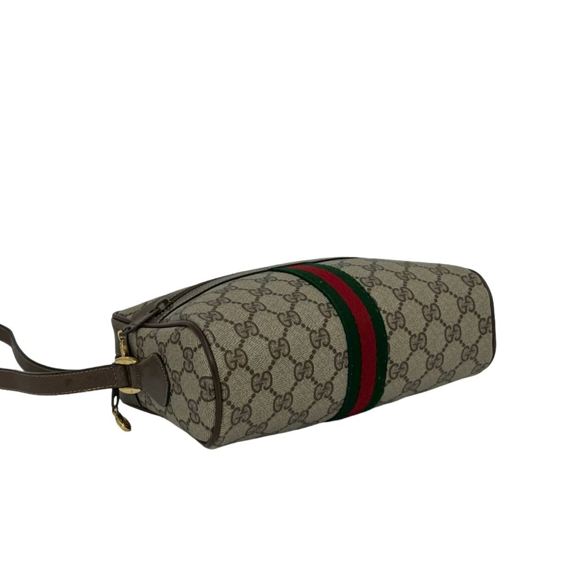 Gucci Brown Green Red Color Pvc Leather Shoulder Bag (Pre-Owned)
