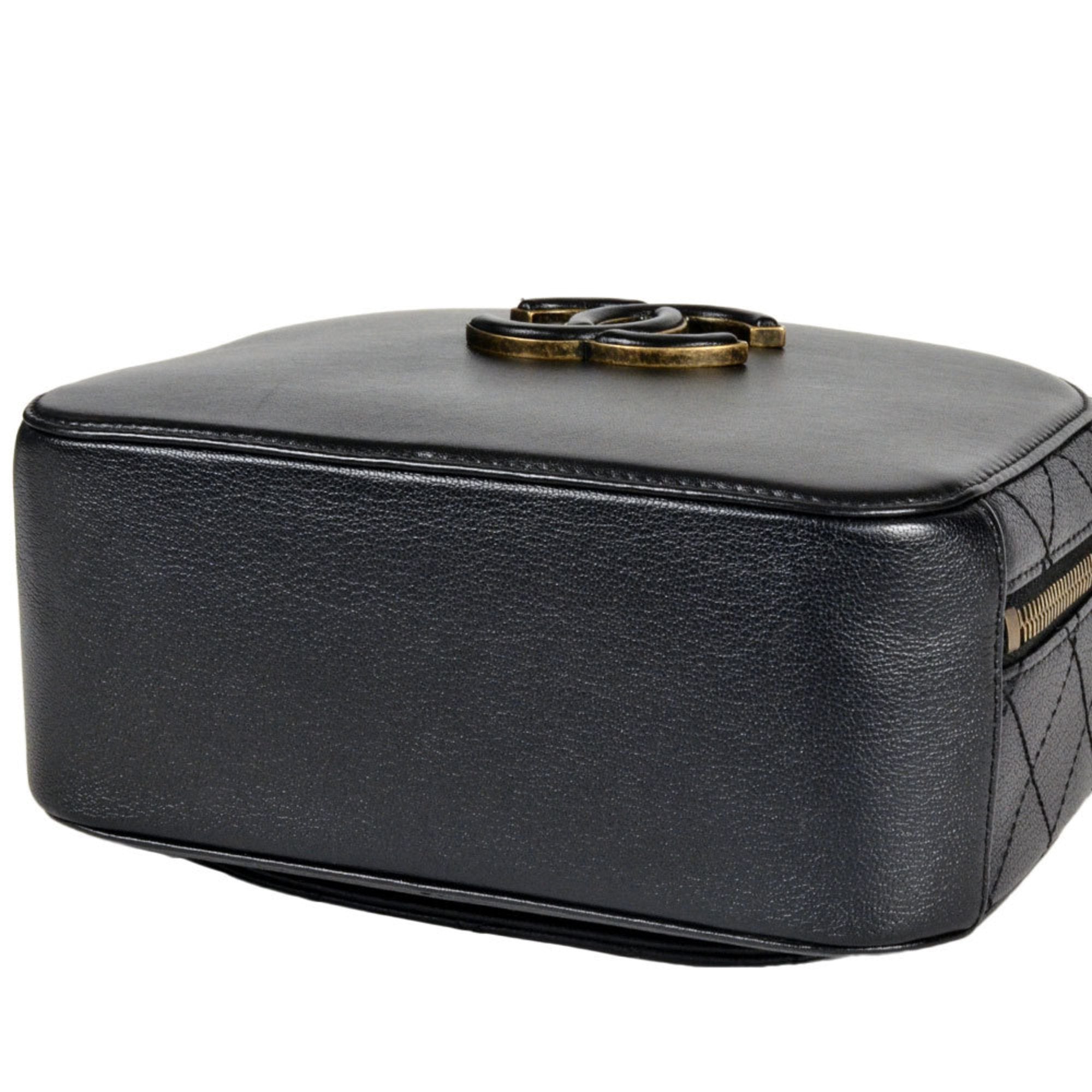 Chanel Black Leather Handbag Shoulder Bag Vanity Bag