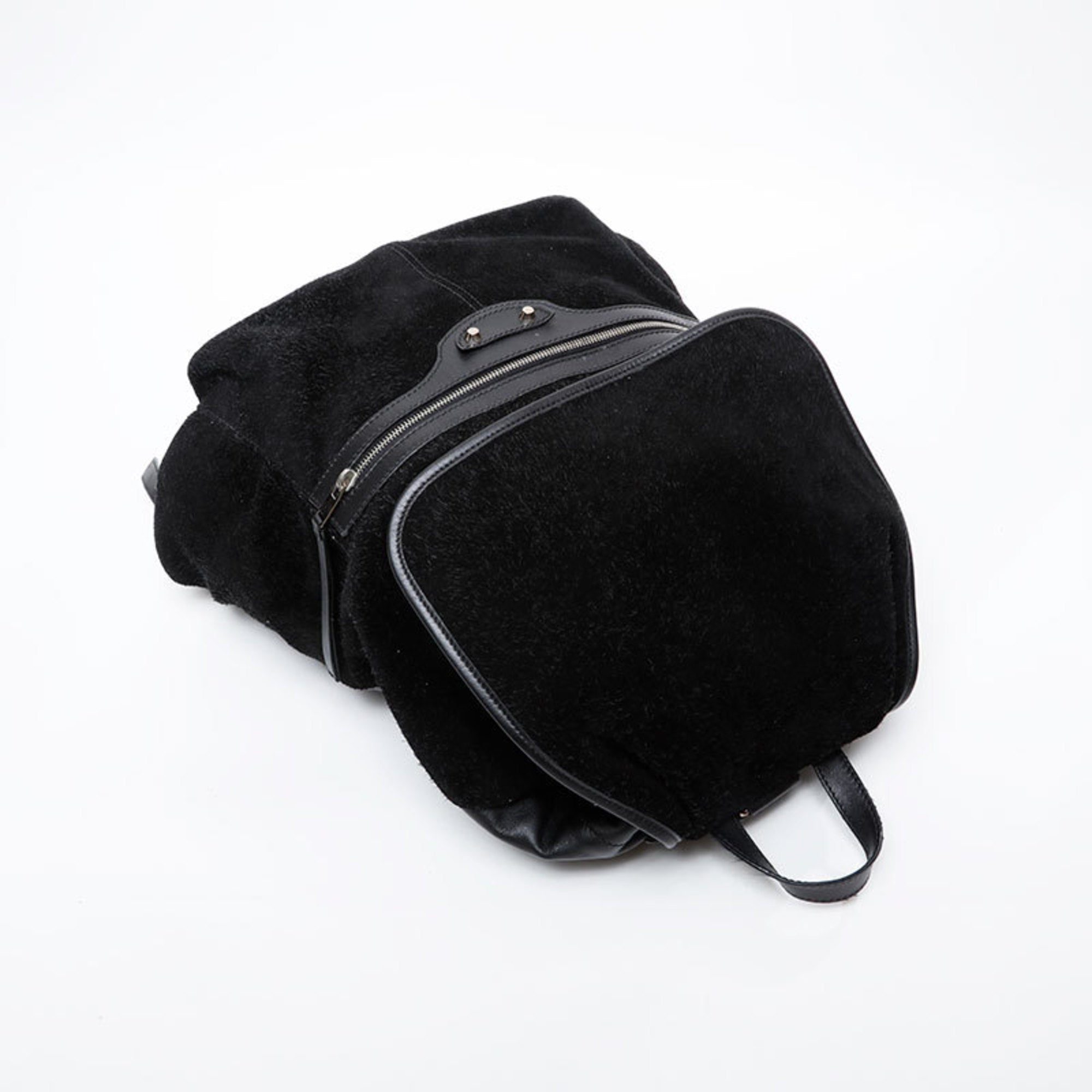 Balenciaga Black Leather Suede Backpack