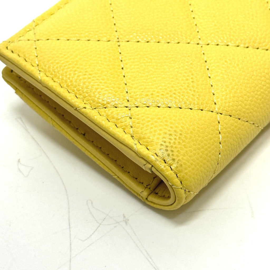 Chanel Yellow Leather Coin Purse/Coin Case