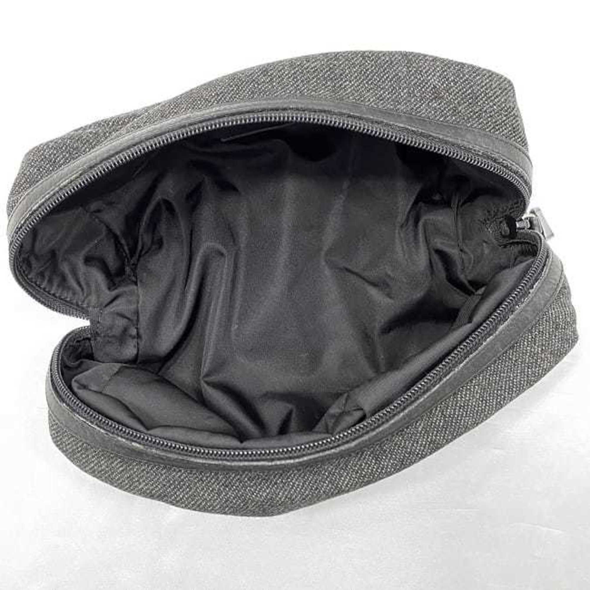 Prada Gray Tweed Wool Nylon Pouch