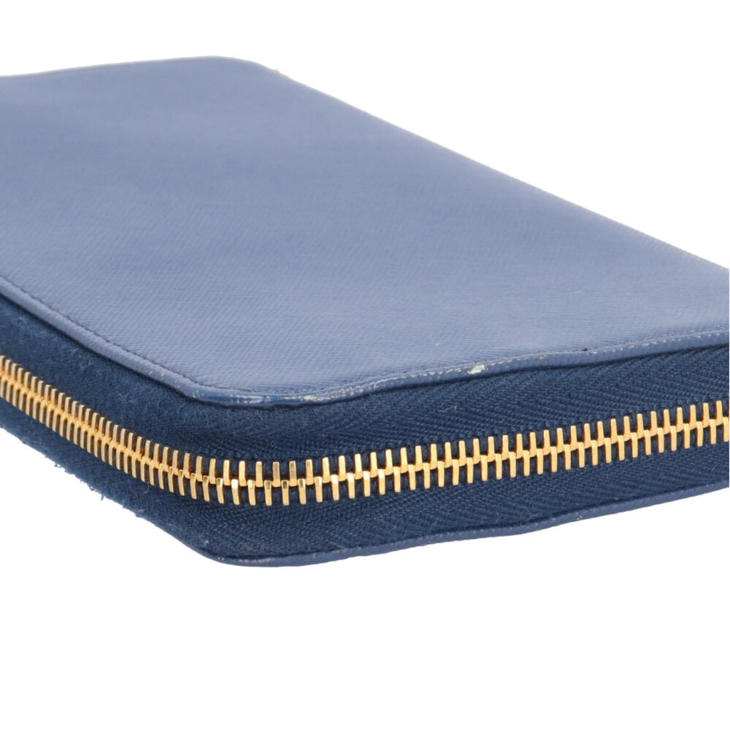 Prada Blue Leather Long Wallet (Bi-Fold)