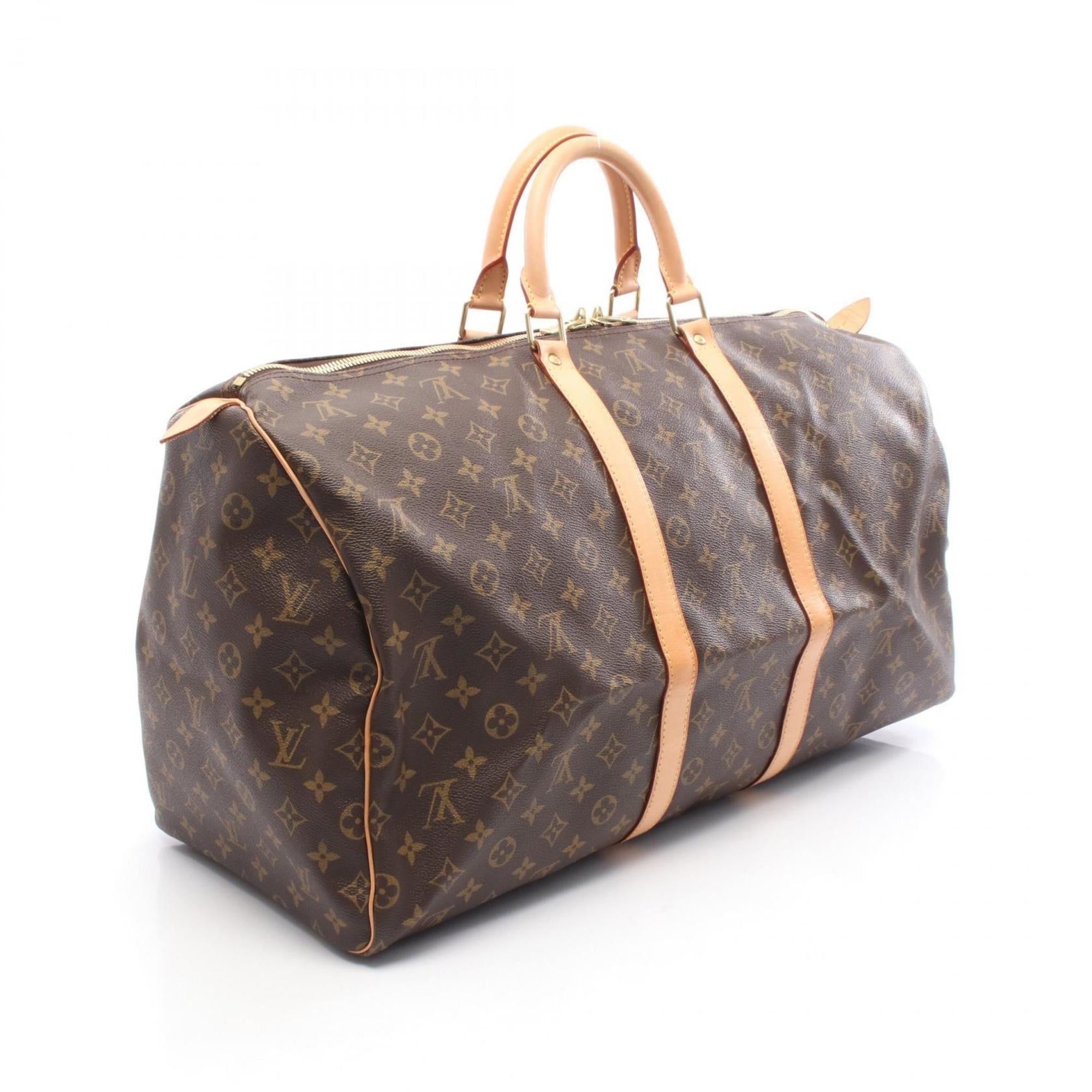 Louis Vuitton Brown Coated Canvas Leather Boston Bag