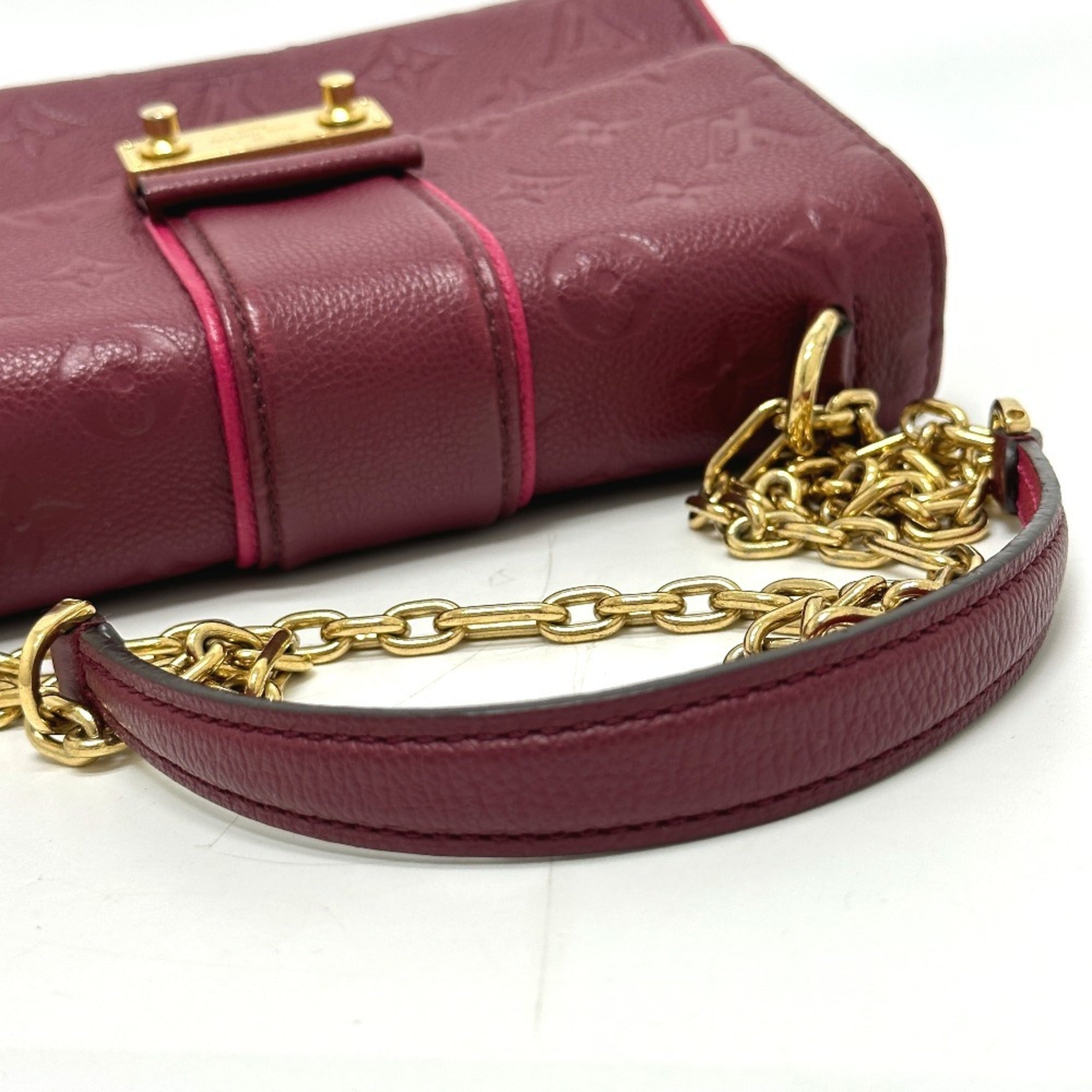 Louis Vuitton Red Color Monogram Empreinte Pochette Shoulder Bag