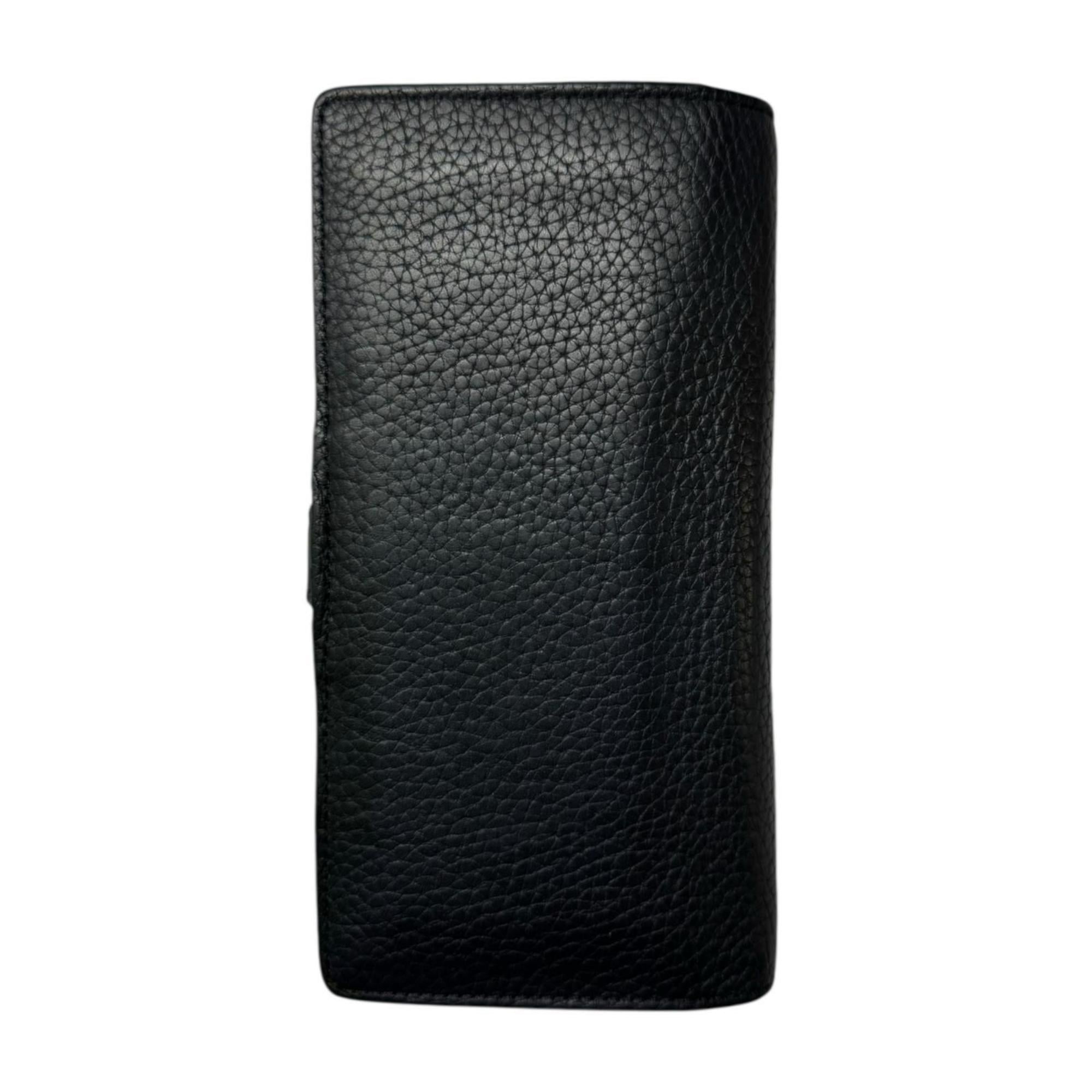 Louis Vuitton Black Noir Leather Long Wallet (Tri-Fold)