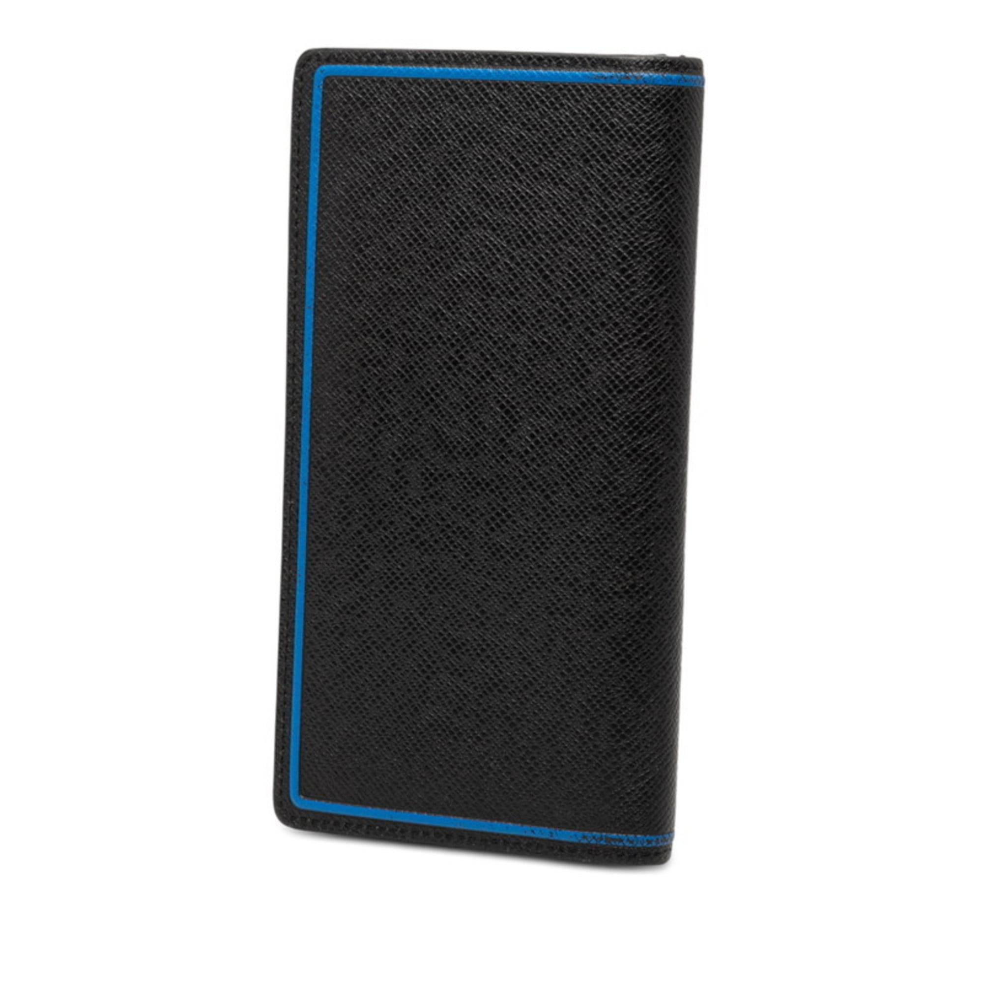 Louis Vuitton Black Blue Leather Long Wallet