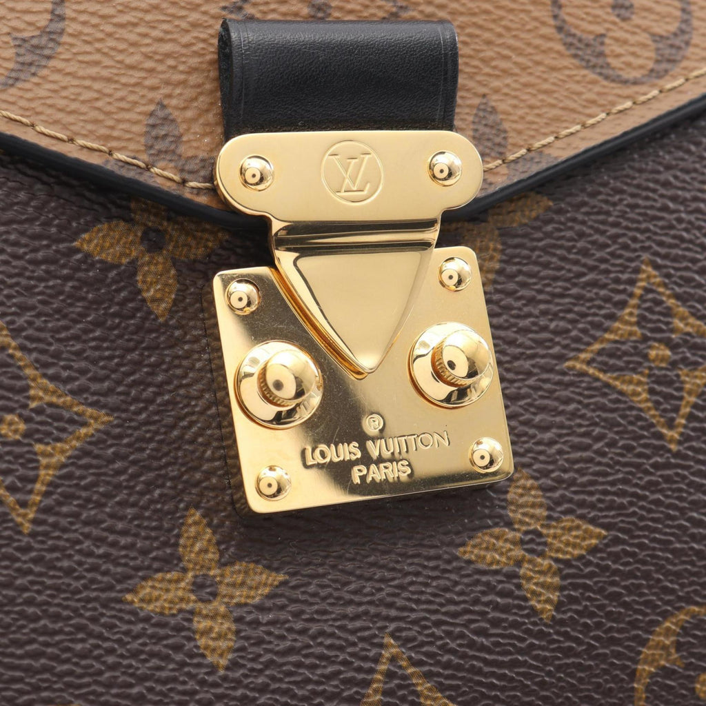Louis Vuitton Black Brown Coated Canvas Leather Handbag Pochette