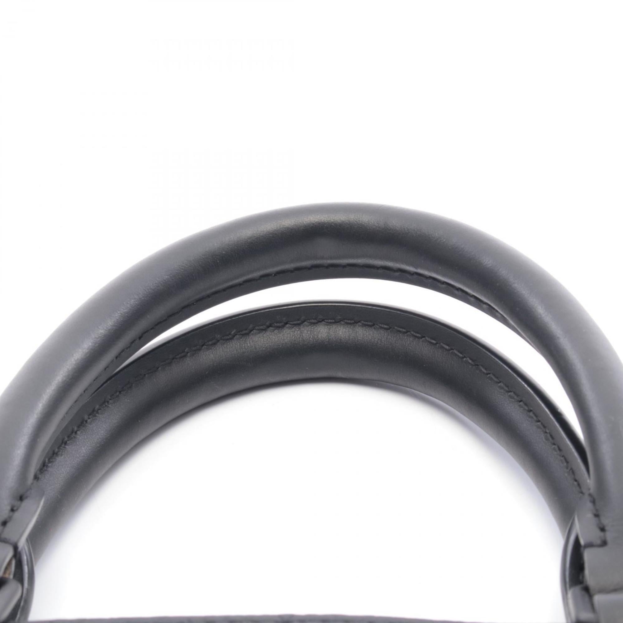 Louis Vuitton Black Leather Handbag Tote Bag