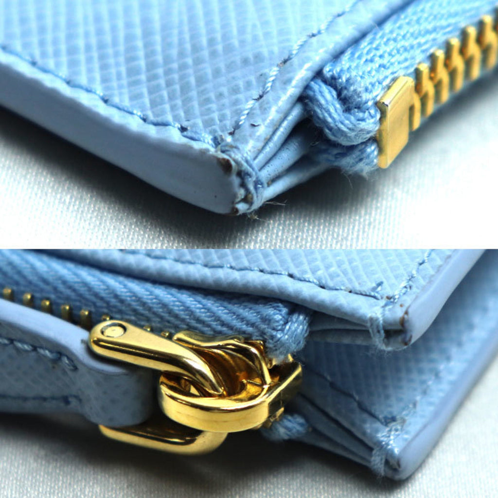 Prada Light Blue Leather Coin Purse/Coin Case