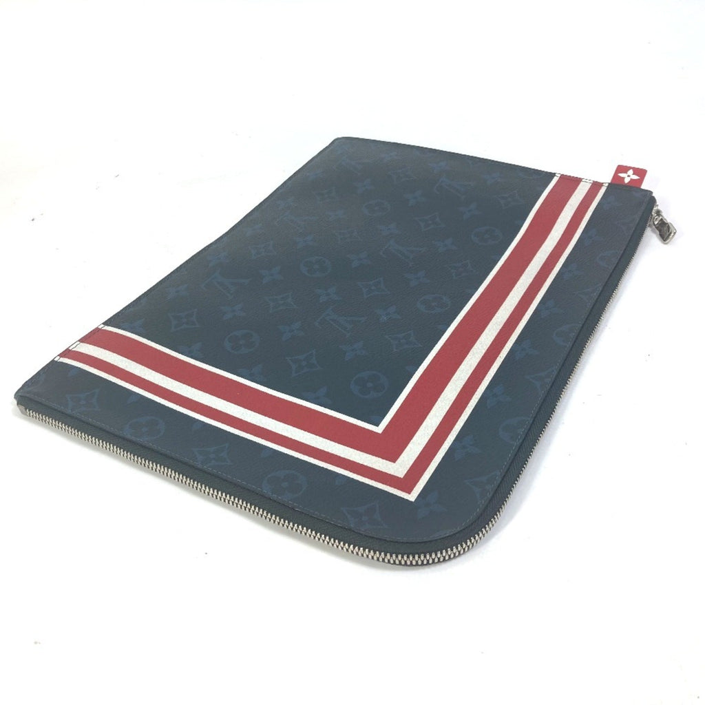 Louis Vuitton Monogram Cobalt Navy Red Color White Clutch Bag