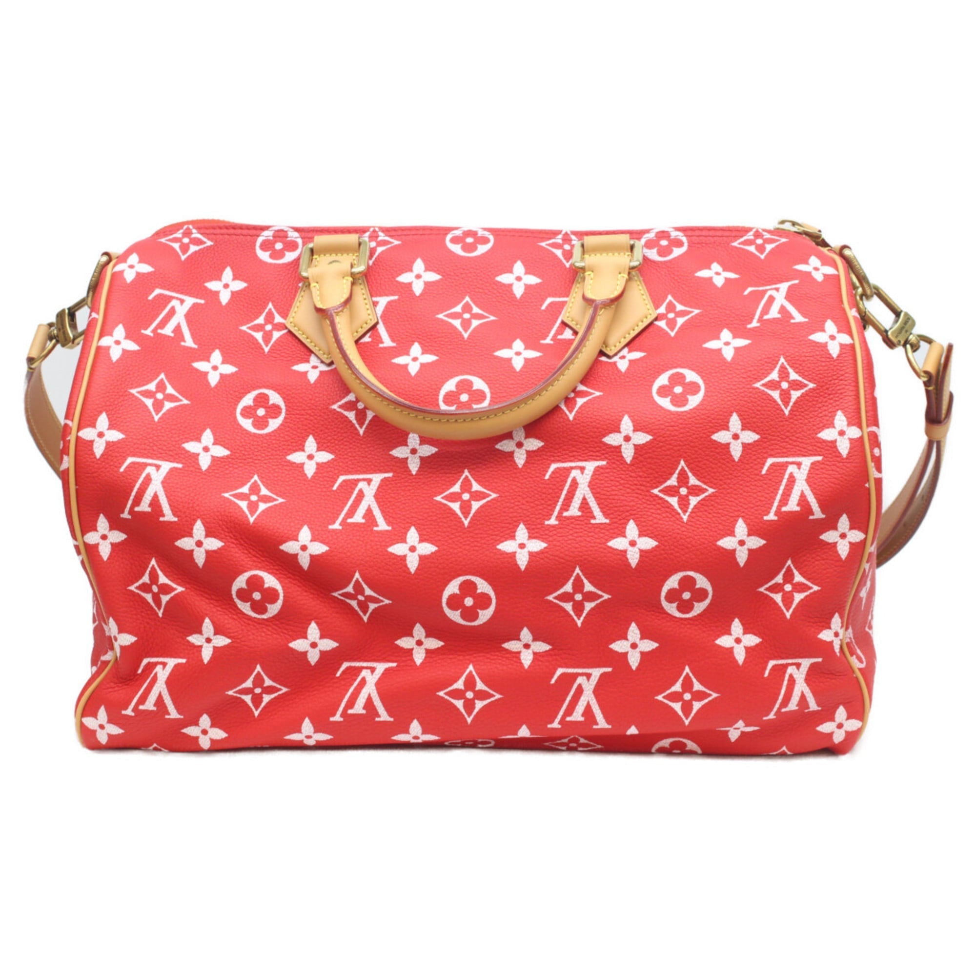 Louis Vuitton Red Color Rouge Leather Boston Bag