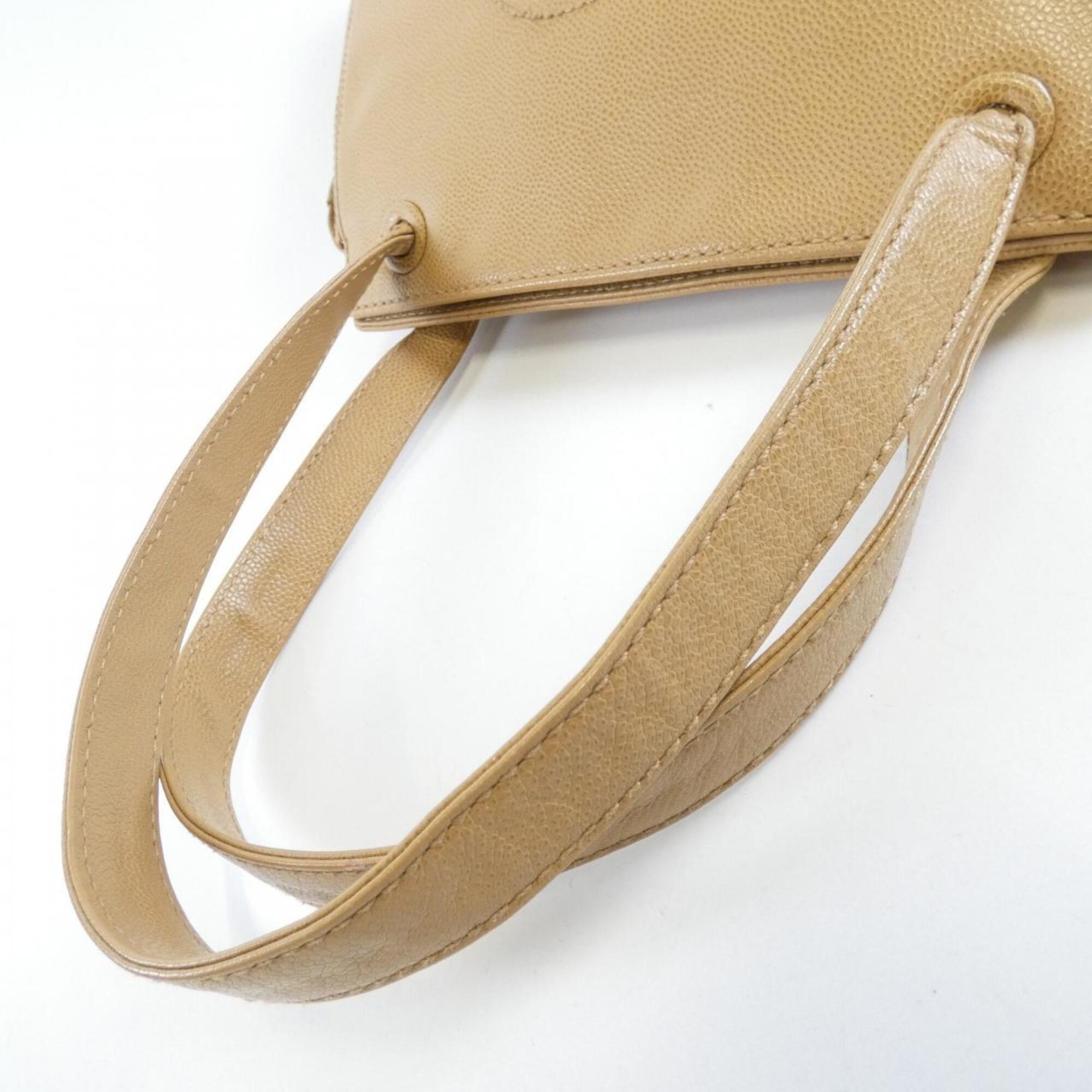 Chanel Beige Grained Calfskin Shoulder Bag