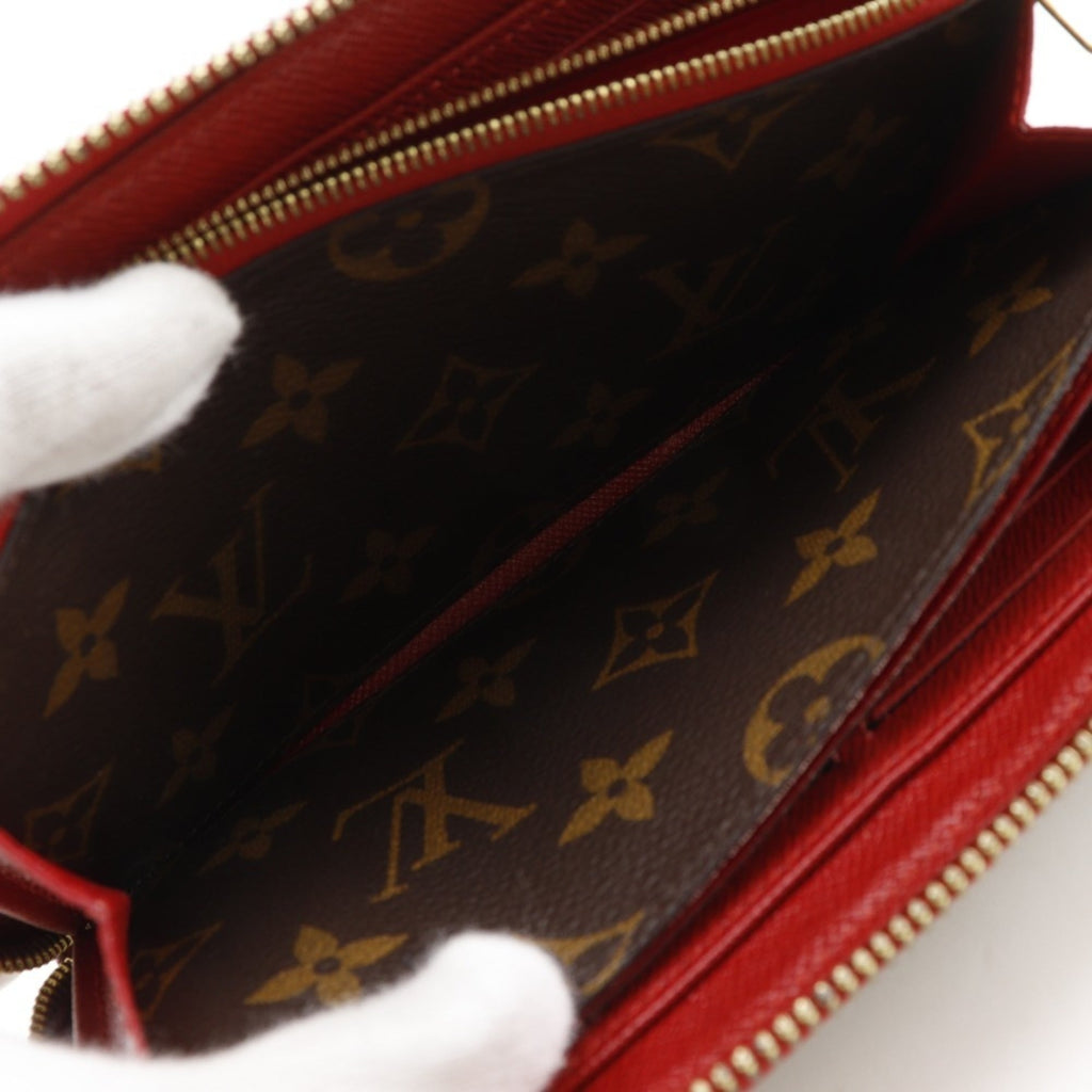Louis Vuitton Brown Cerise Red Color Monogram Canvas Long Wallet