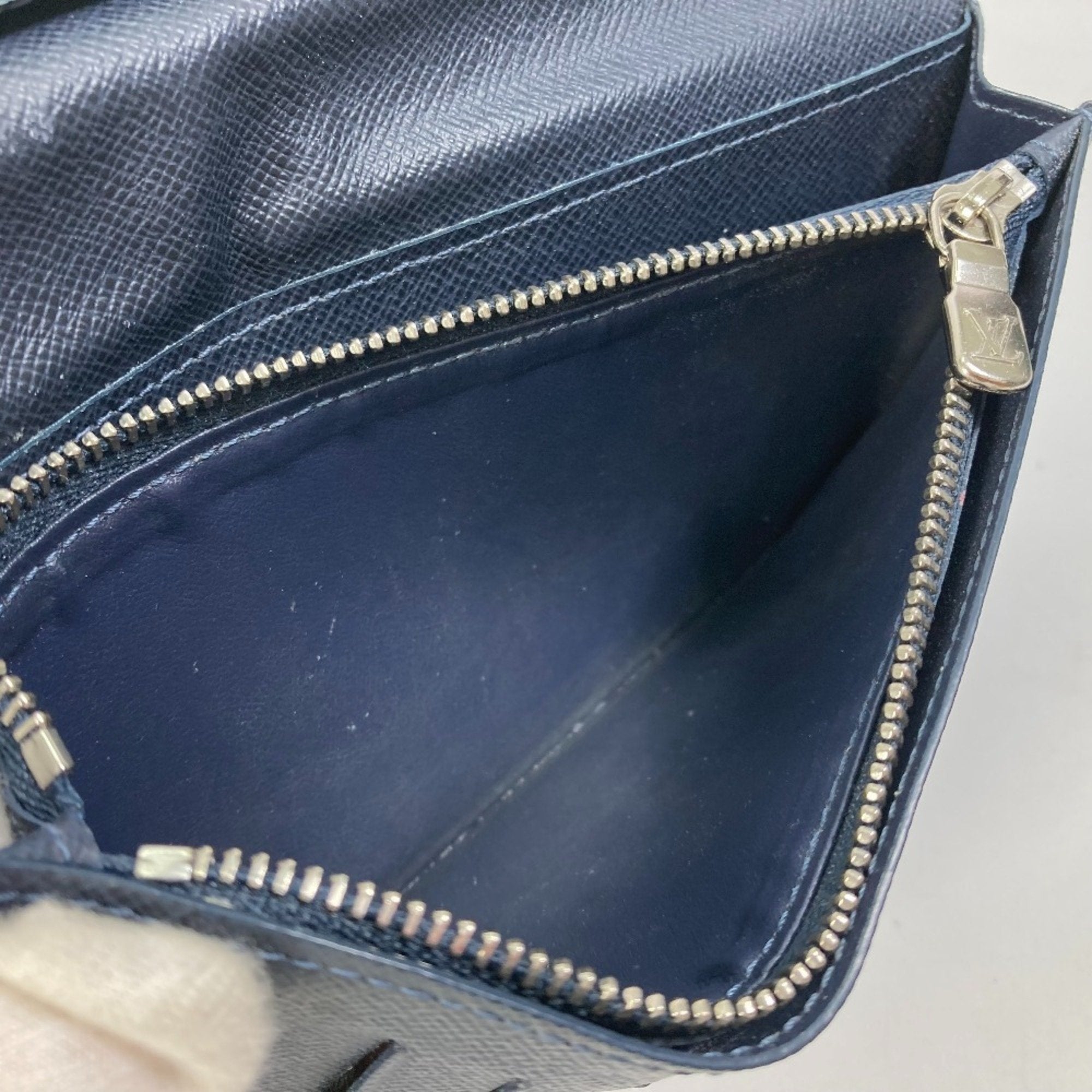 Louis Vuitton Taiga Blue Navy Taiga Leather Long Wallet