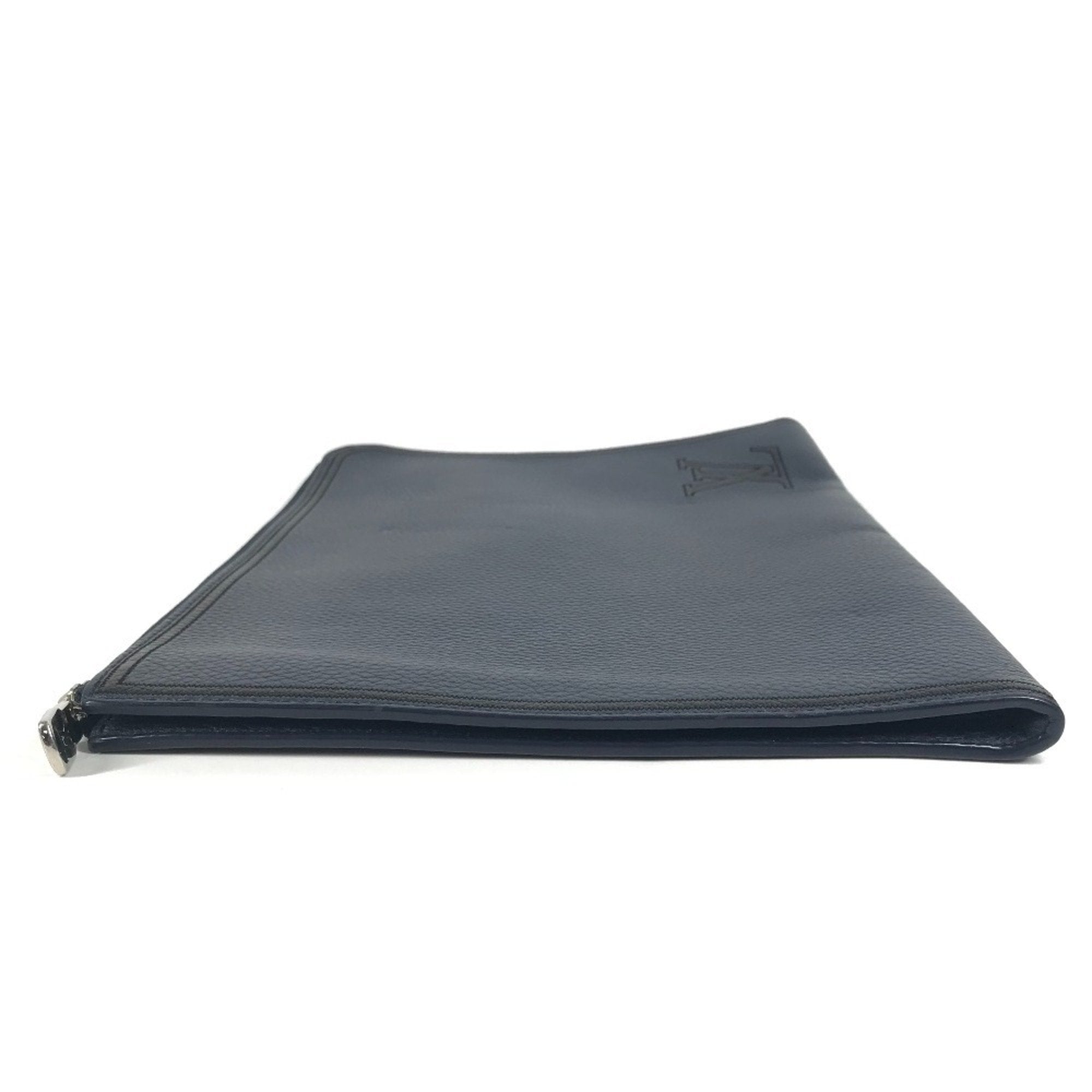 Louis Vuitton Black Navy Leather Clutch Bag Pochette Pouch