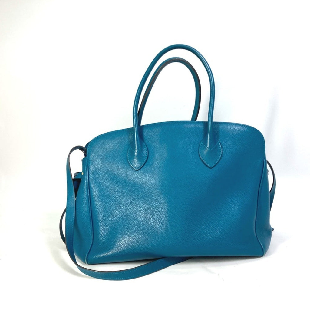 Louis Vuitton Blue Leather Handbag Shoulder Bag Tote Bag