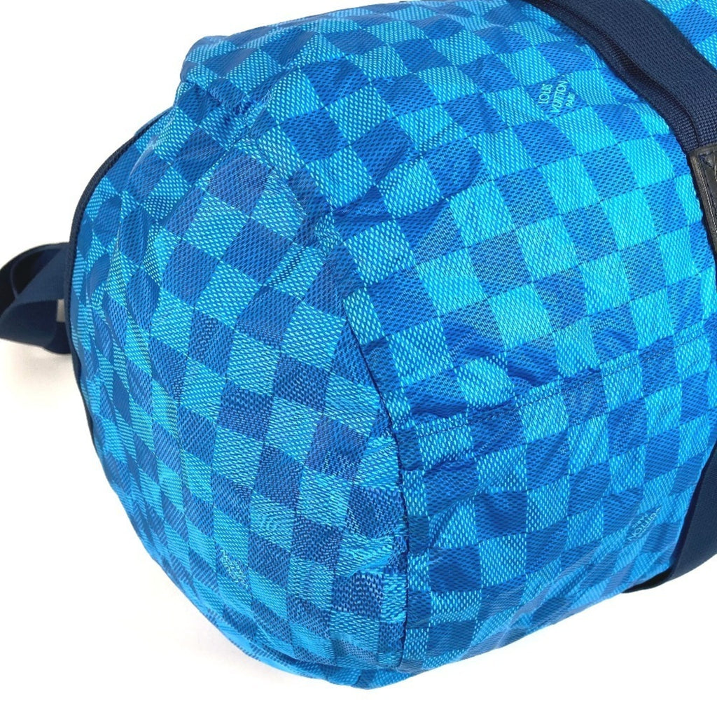 Louis Vuitton Black Blue Leather Nylon Boston Bag Shoulder Bag