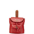 Chanel Red Color Leather Backpack