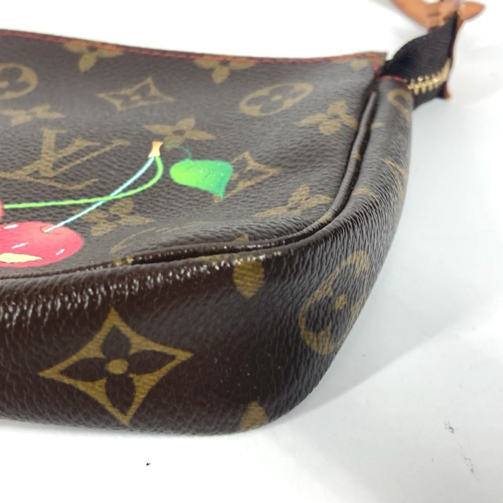 Louis Vuitton Monogram Brown Monogram Cherry Red Color Pochette Pouch