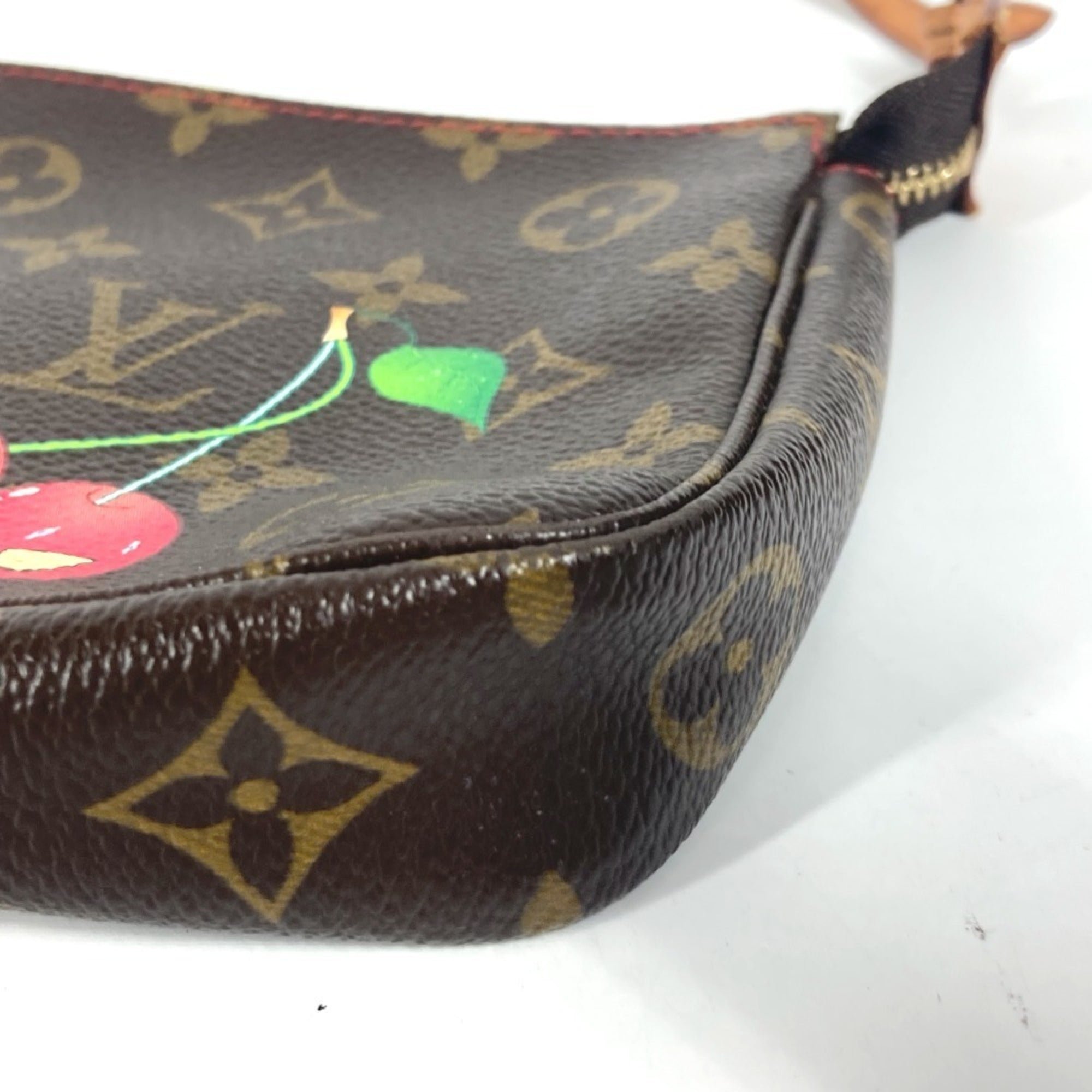 Louis Vuitton Monogram Brown Monogram Cherry Red Color Pochette Pouch