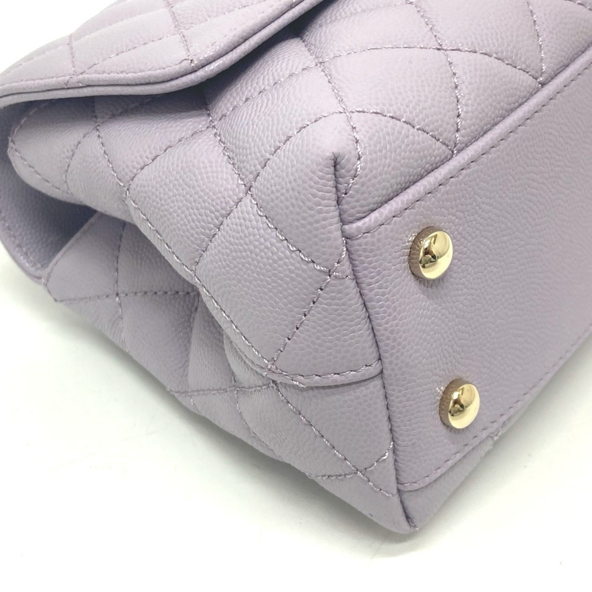 Chanel Purple Grained Calfskin Handbag Shoulder Bag