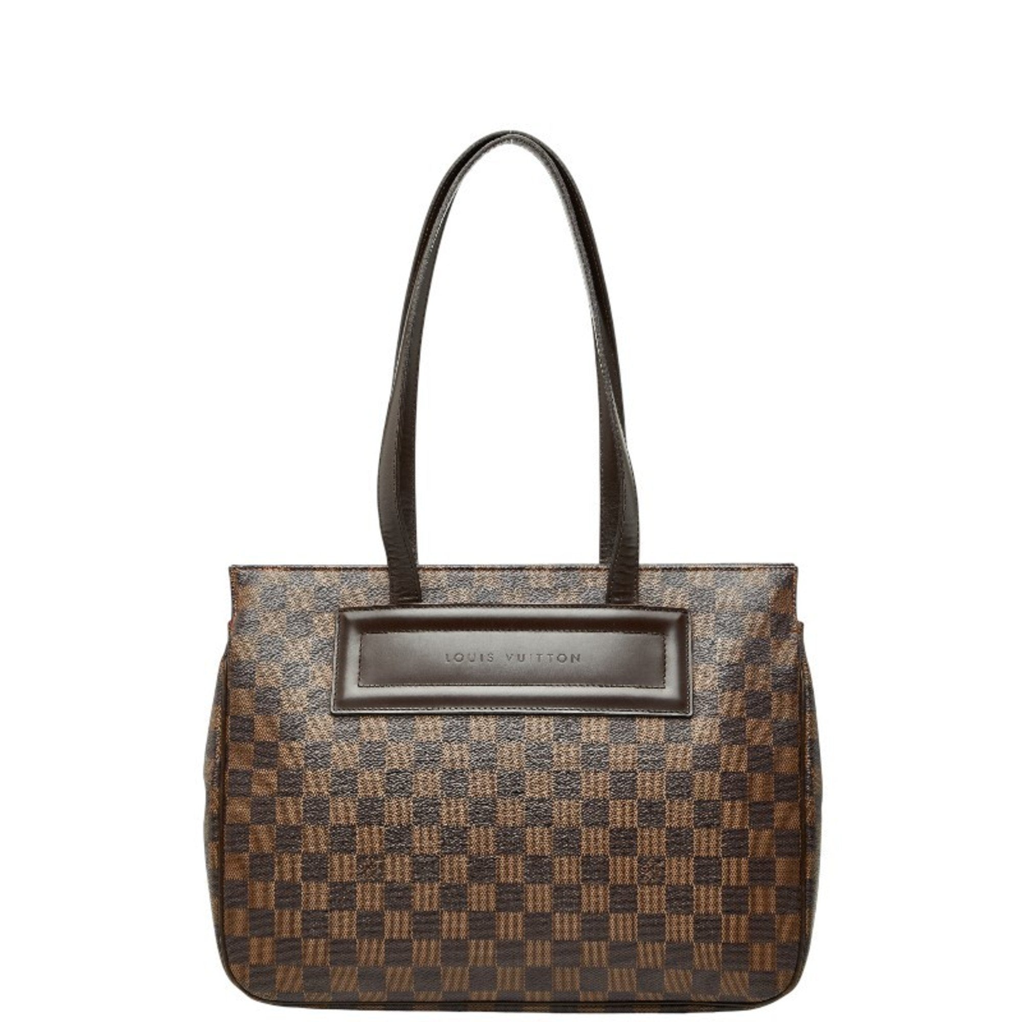 Louis Vuitton Brown Pvc Leather Handbag Tote Bag