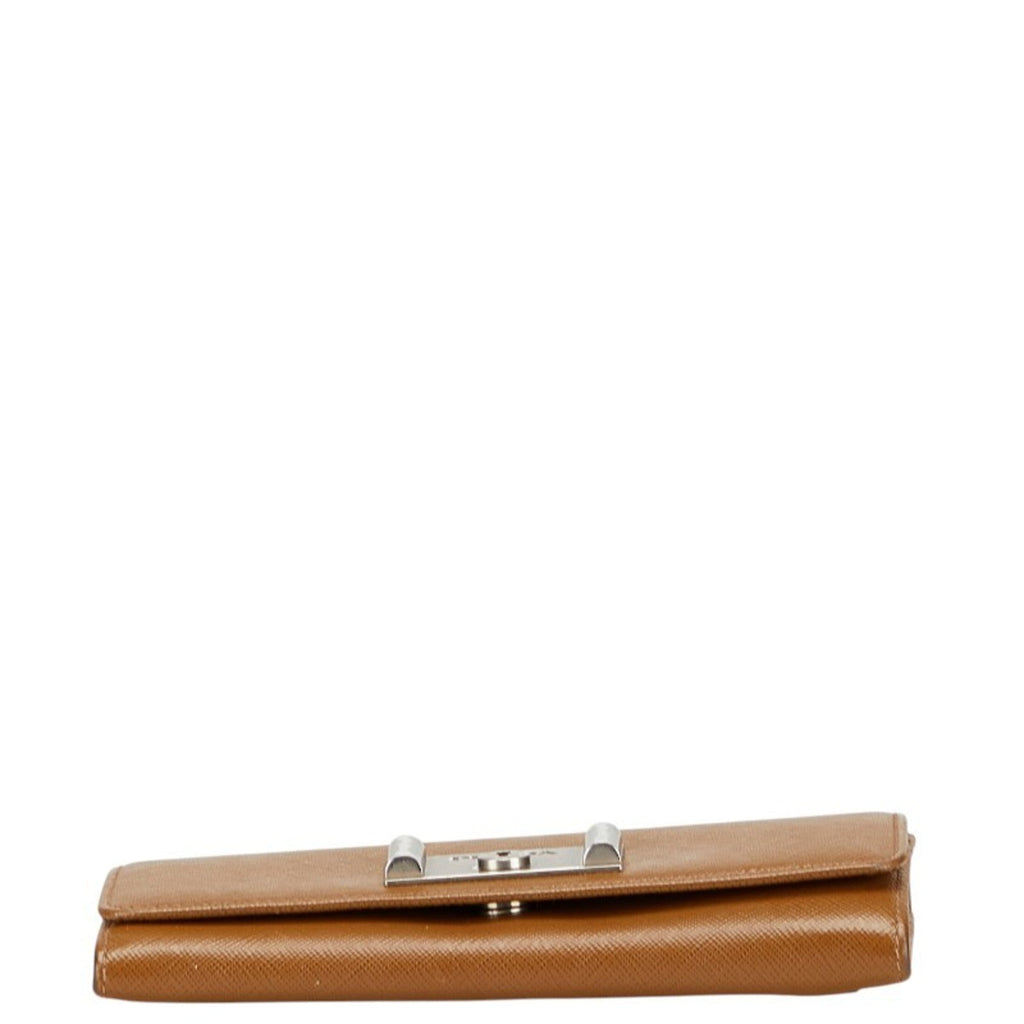 Prada Brown Leather Long Wallet (Bi-Fold)