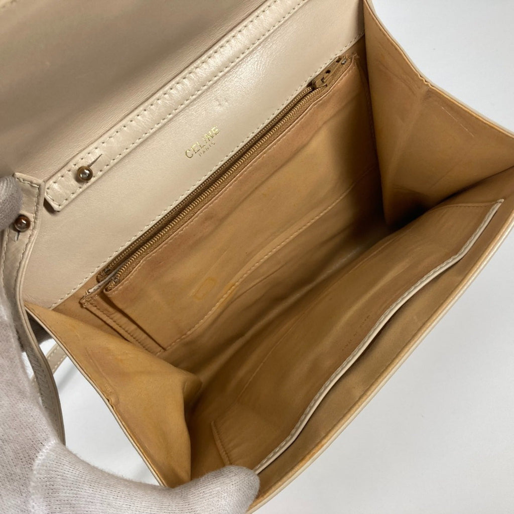 Celine Beige Leather Shoulder Bag