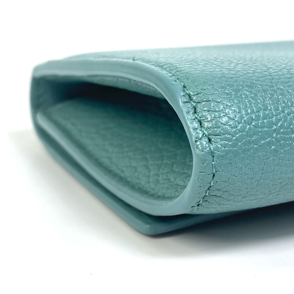 Bottega Veneta Blue Light Blue Green Leather Long Wallet (Bi-Fold)