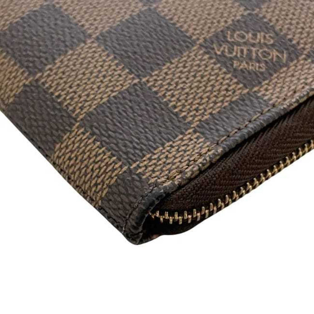 Louis Vuitton Brown Damier Canvas Ebene Red Color Damier Canvas Long Wallet