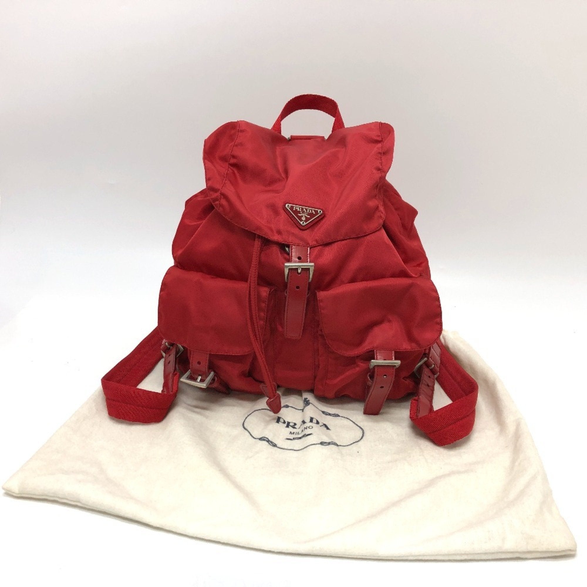 Prada Red Color Nylon Backpack