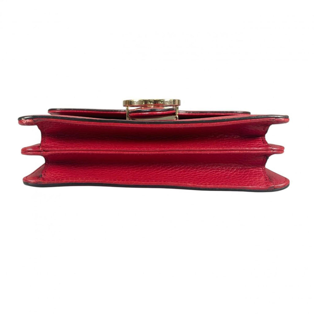 Gucci Red Color Leather Shoulder Bag (Pre-Owned)
