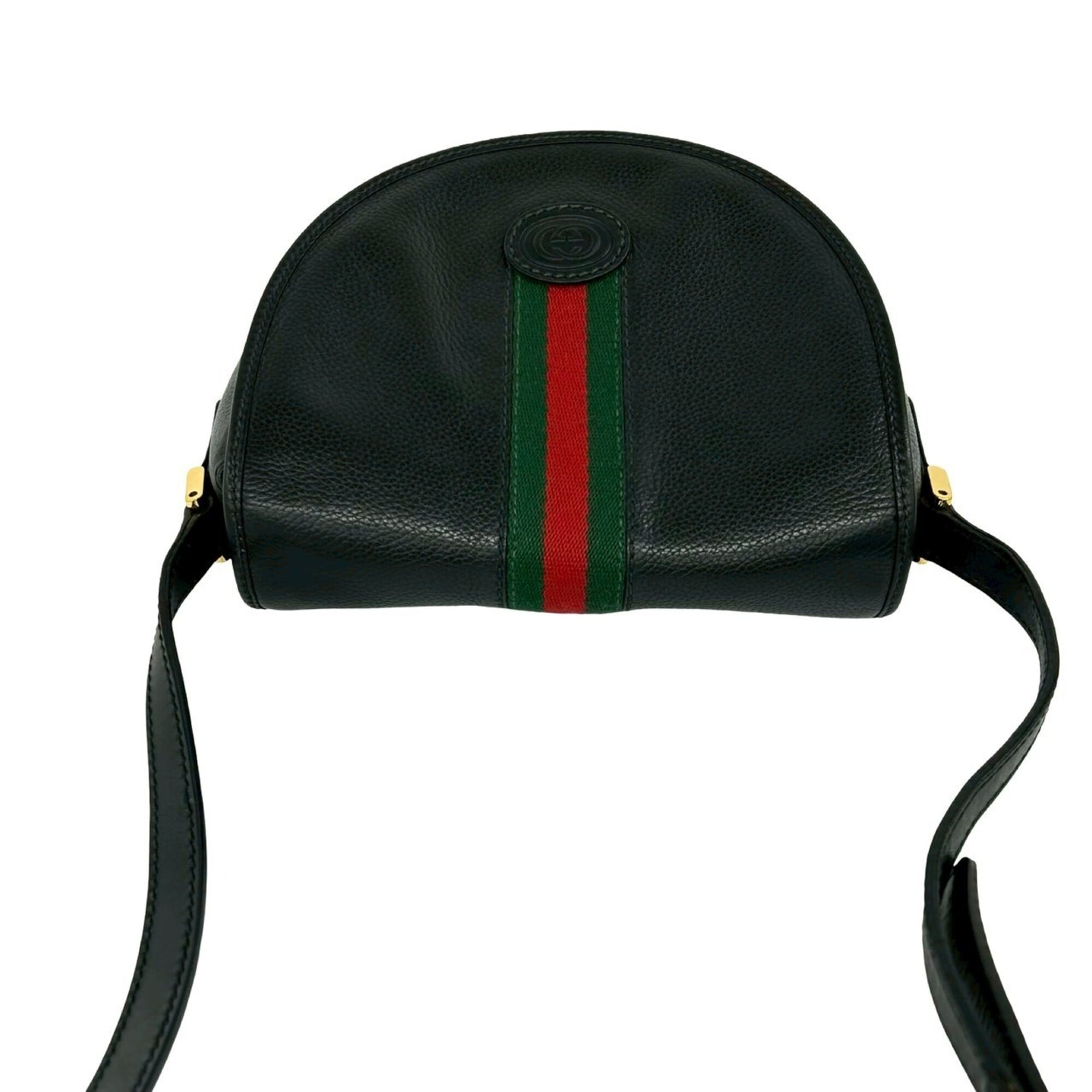 Gucci Black Green Red Color Leather Pochette Shoulder Bag (Pre-Owned)