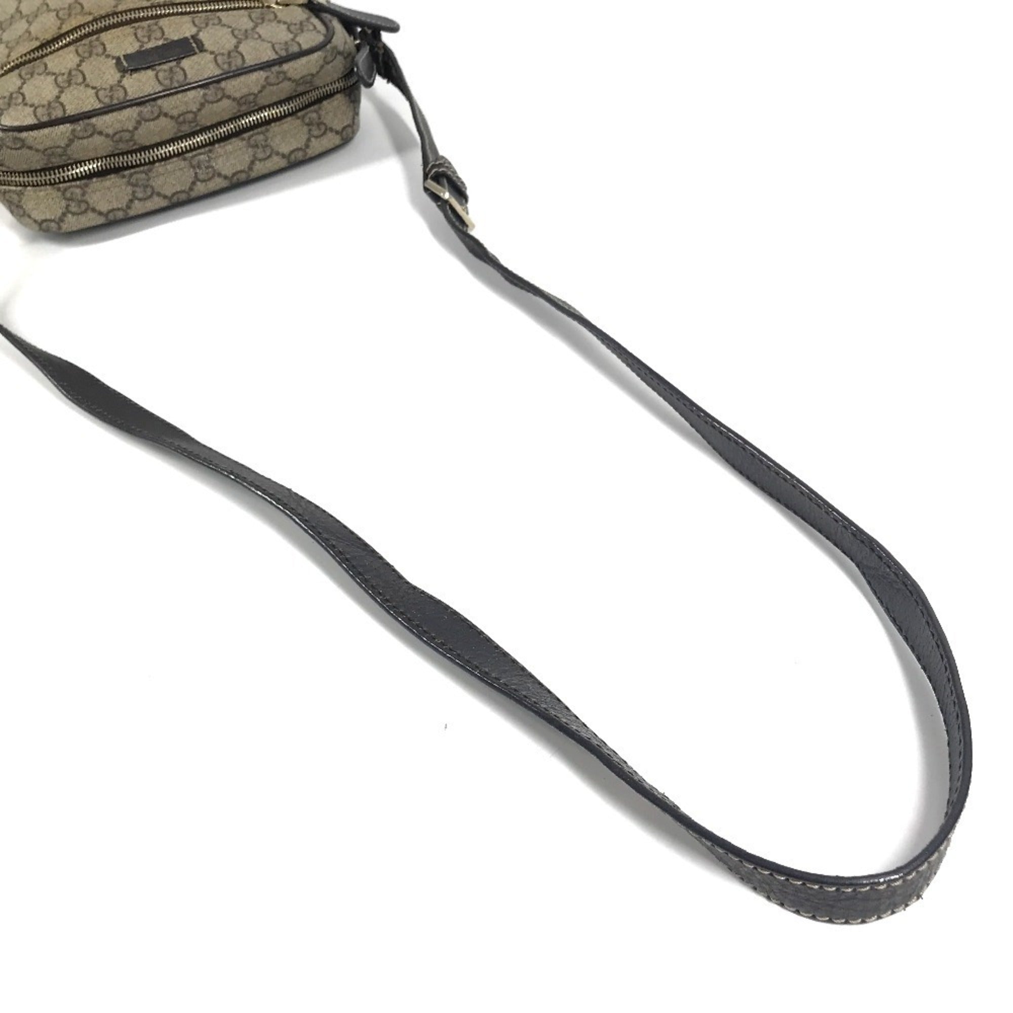 Gucci Beige Dark Brown Gg Supreme Canvas Leather Pochette Shoulder Bag (Pre-Owned)