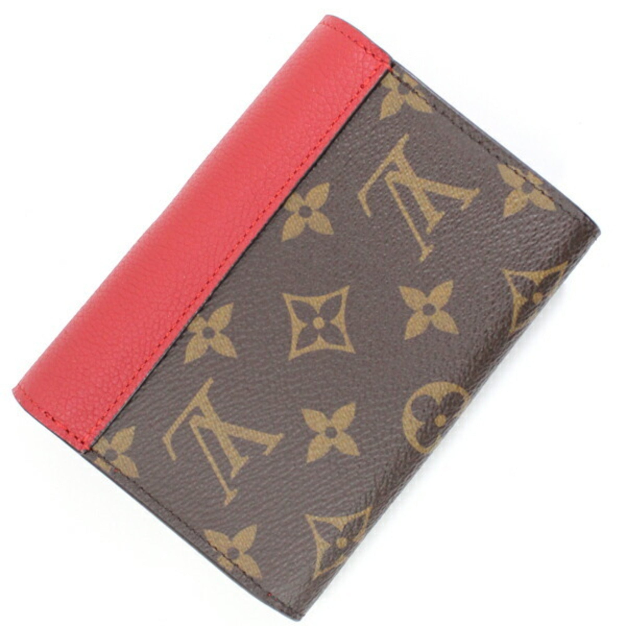 Louis Vuitton Brown Cerise Monogram Red Color Monogram Wallet (Tri-Fold)
