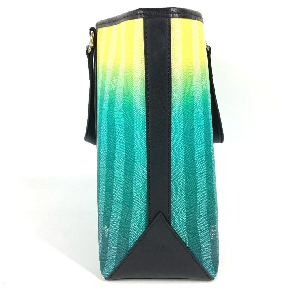 Louis Vuitton Black Green Yellow Leather Canvas Handbag Shoulder Bag Tote Bag