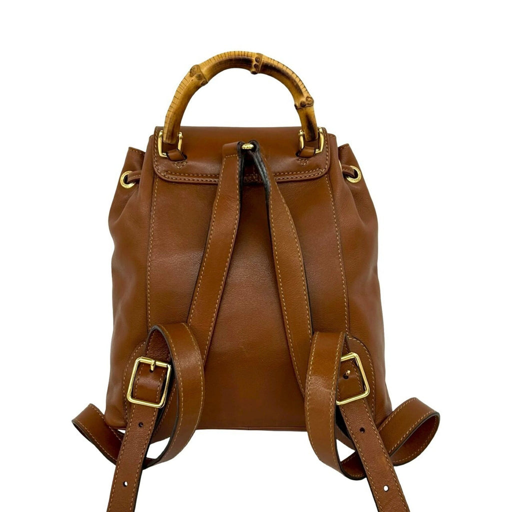 Gucci Brown Leather Bamboo Backpack (Pre-Owned)