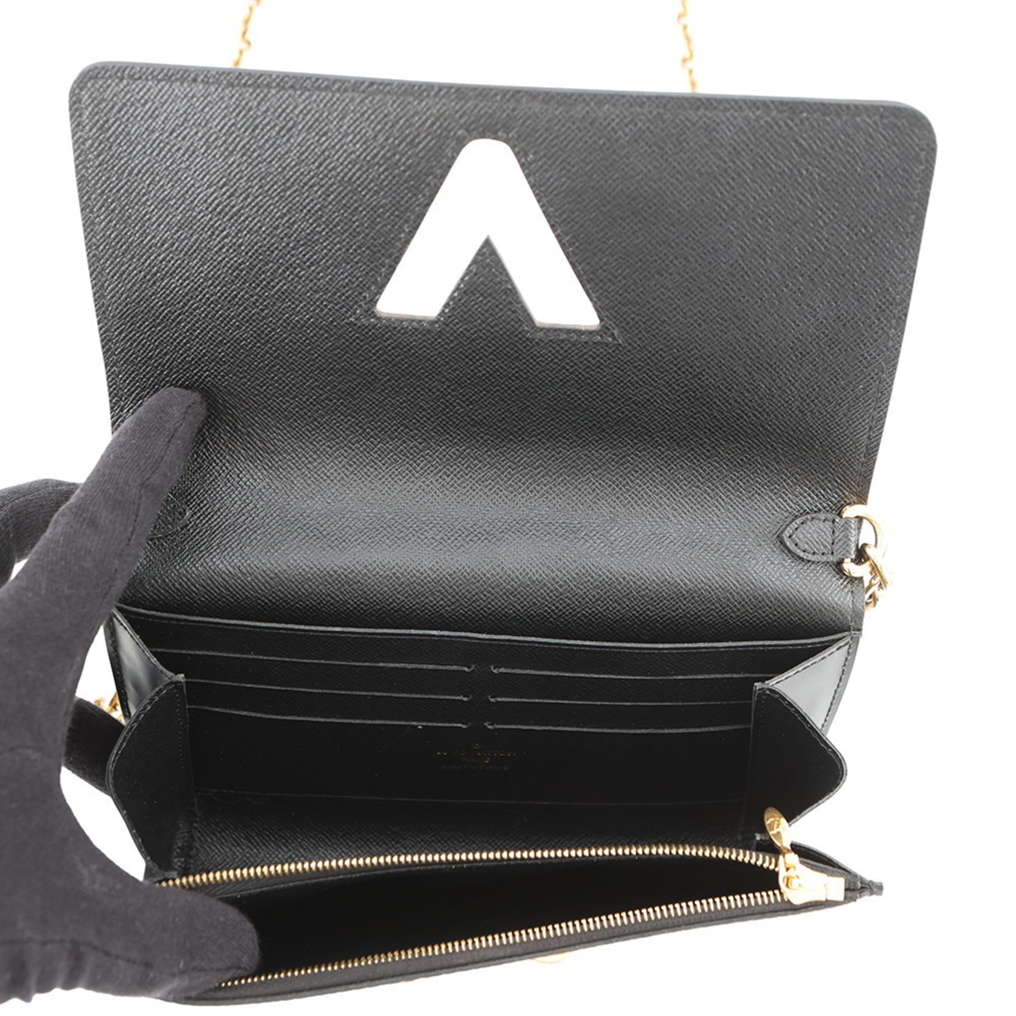 Louis Vuitton Noir Epi Leather Spangles Chain/Shoulder Wallet