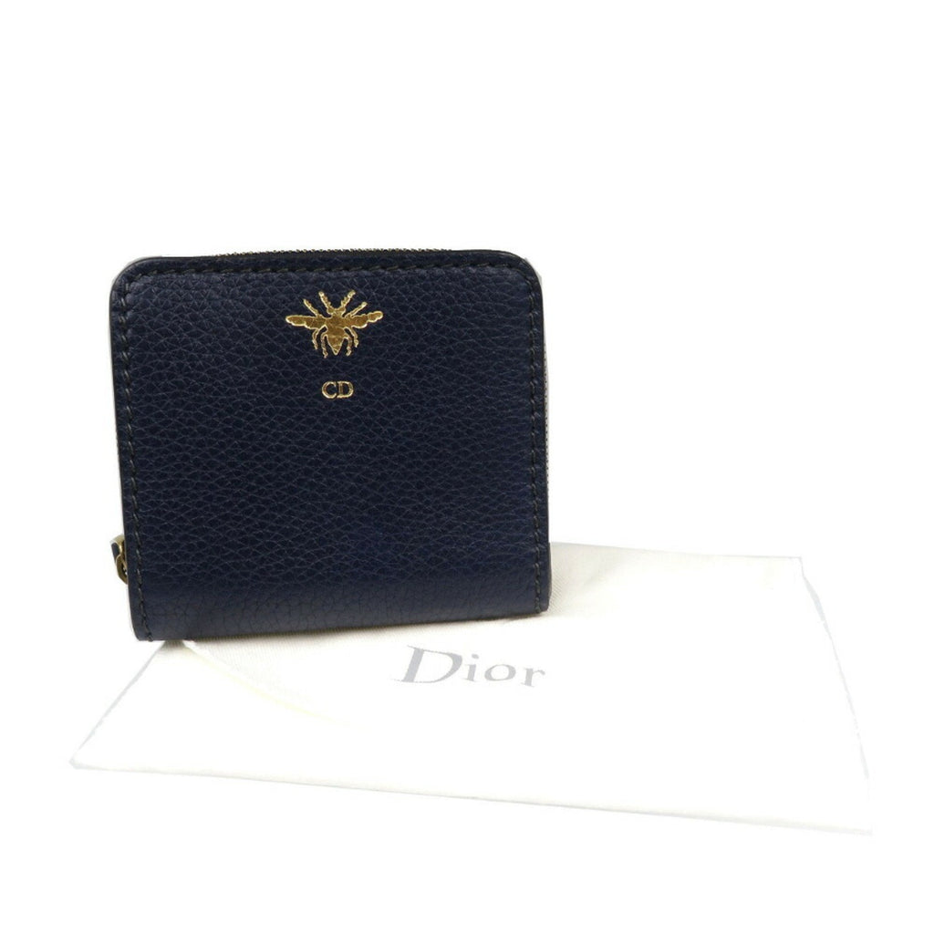 Christian Dior Navy Leather Wallet (Bi-Fold) (Pre-Owned)