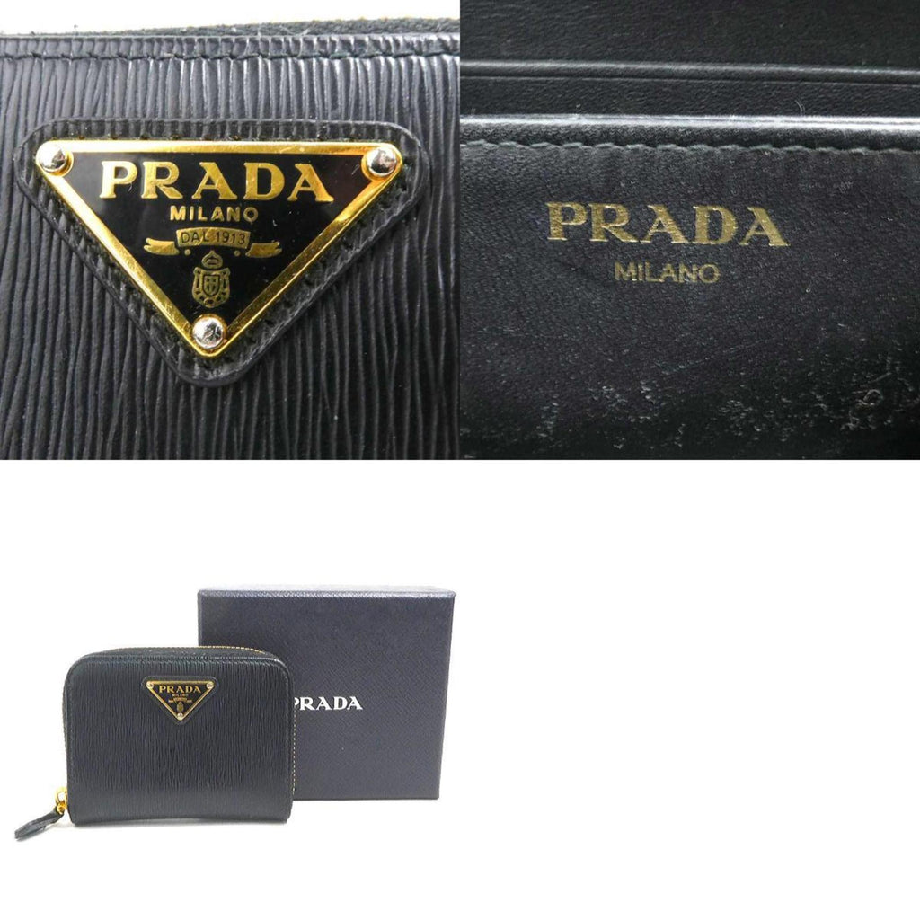 Prada Black Leather Coin Purse/Coin Case