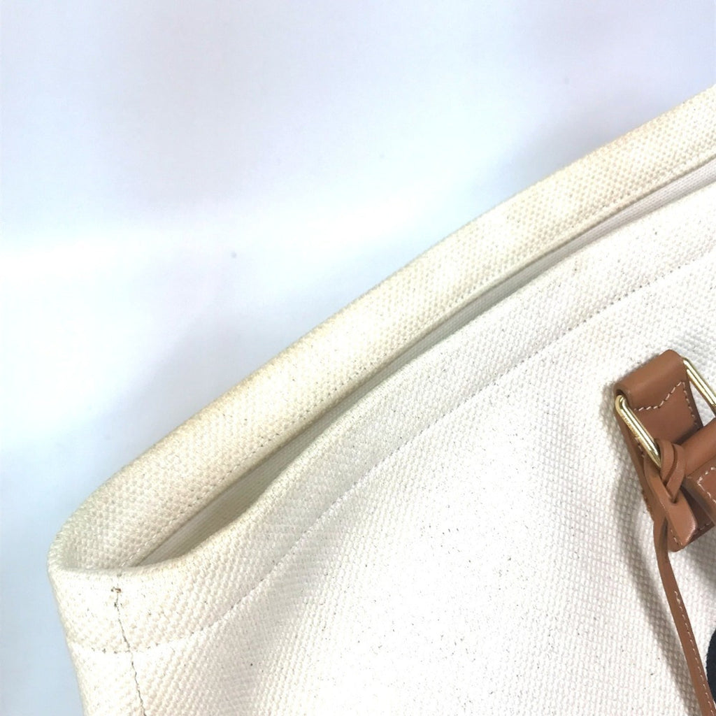 Celine Cabas Beige Canvas Leather Shoulder Bag Tote Bag