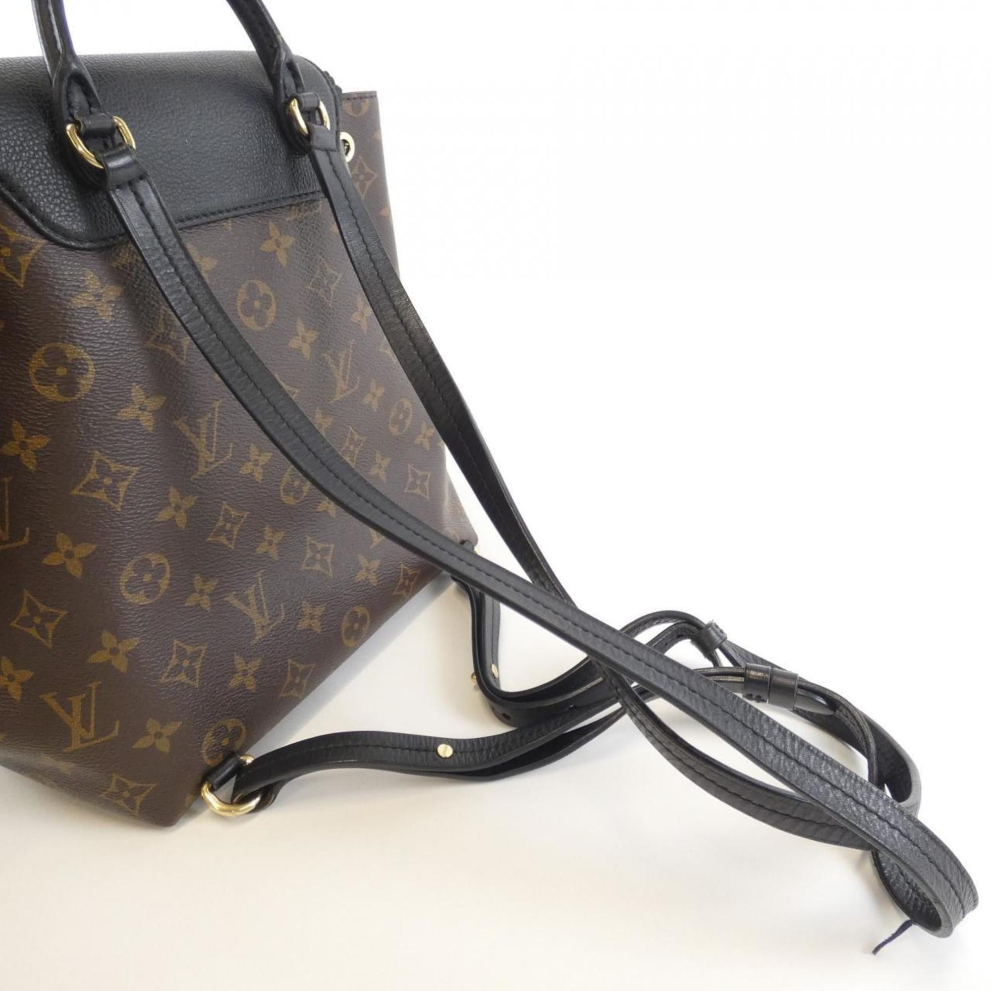 Louis Vuitton Black Marron Coated Canvas Leather Backpack