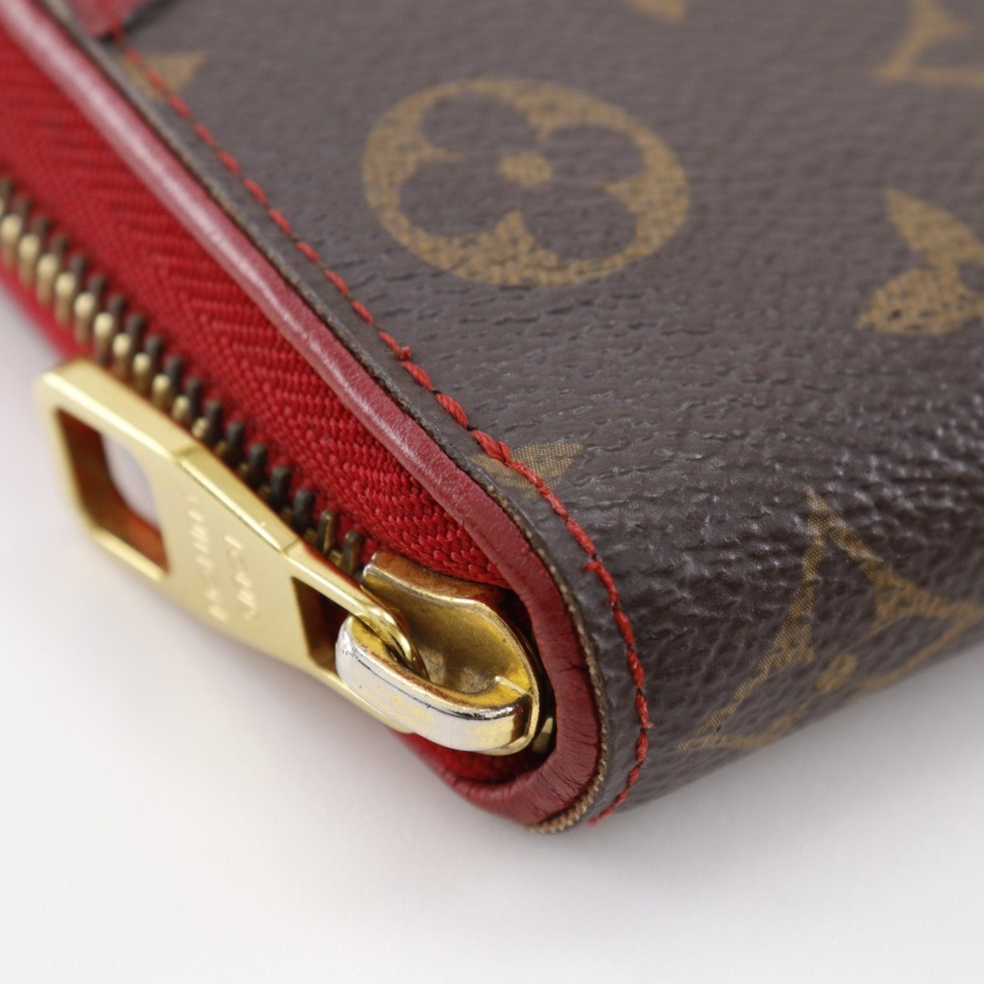Louis Vuitton Monogram Brown Cerise Red Color Monogram Long Wallet