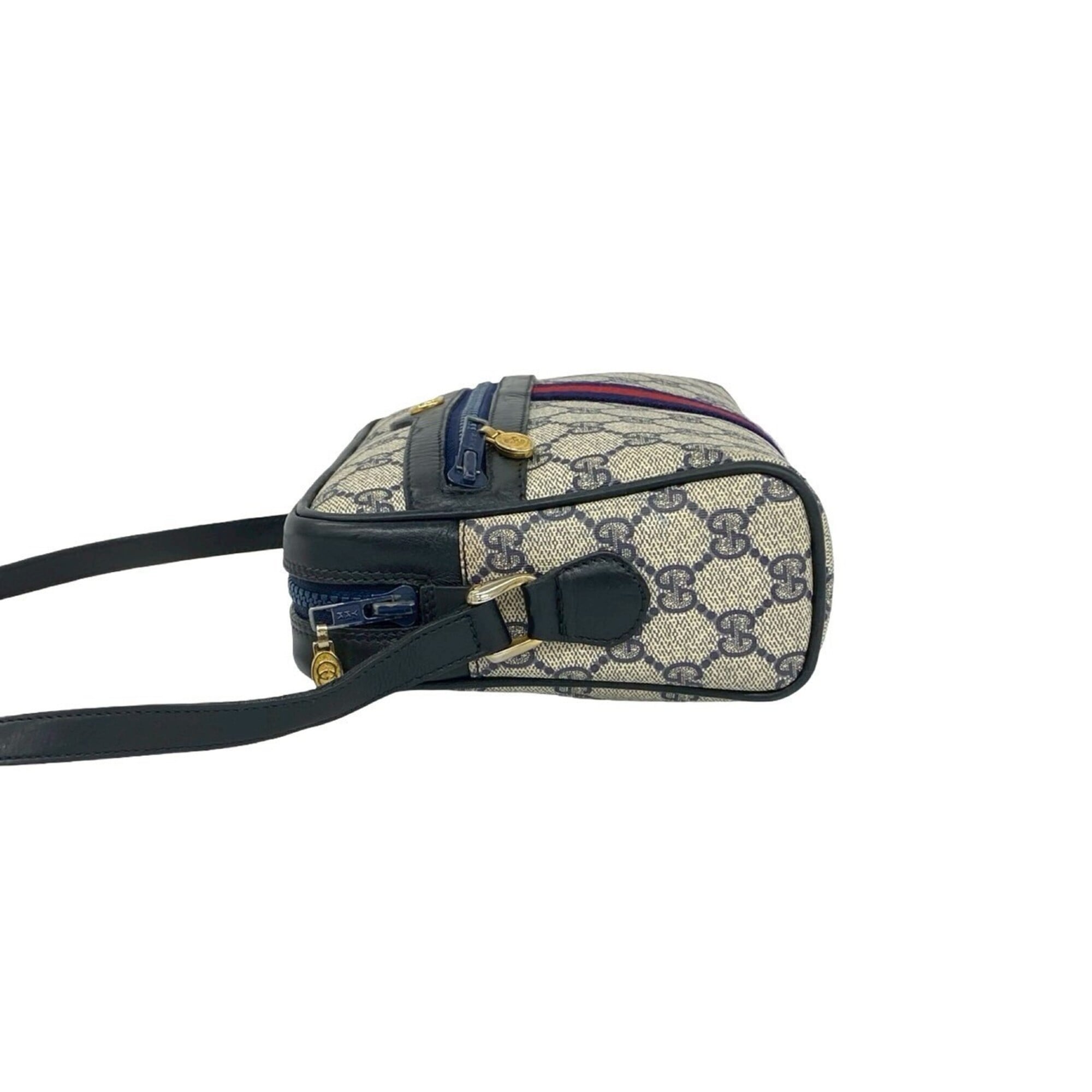 Gucci Navy Red Color Pvc Leather Shoulder Bag (Pre-Owned)