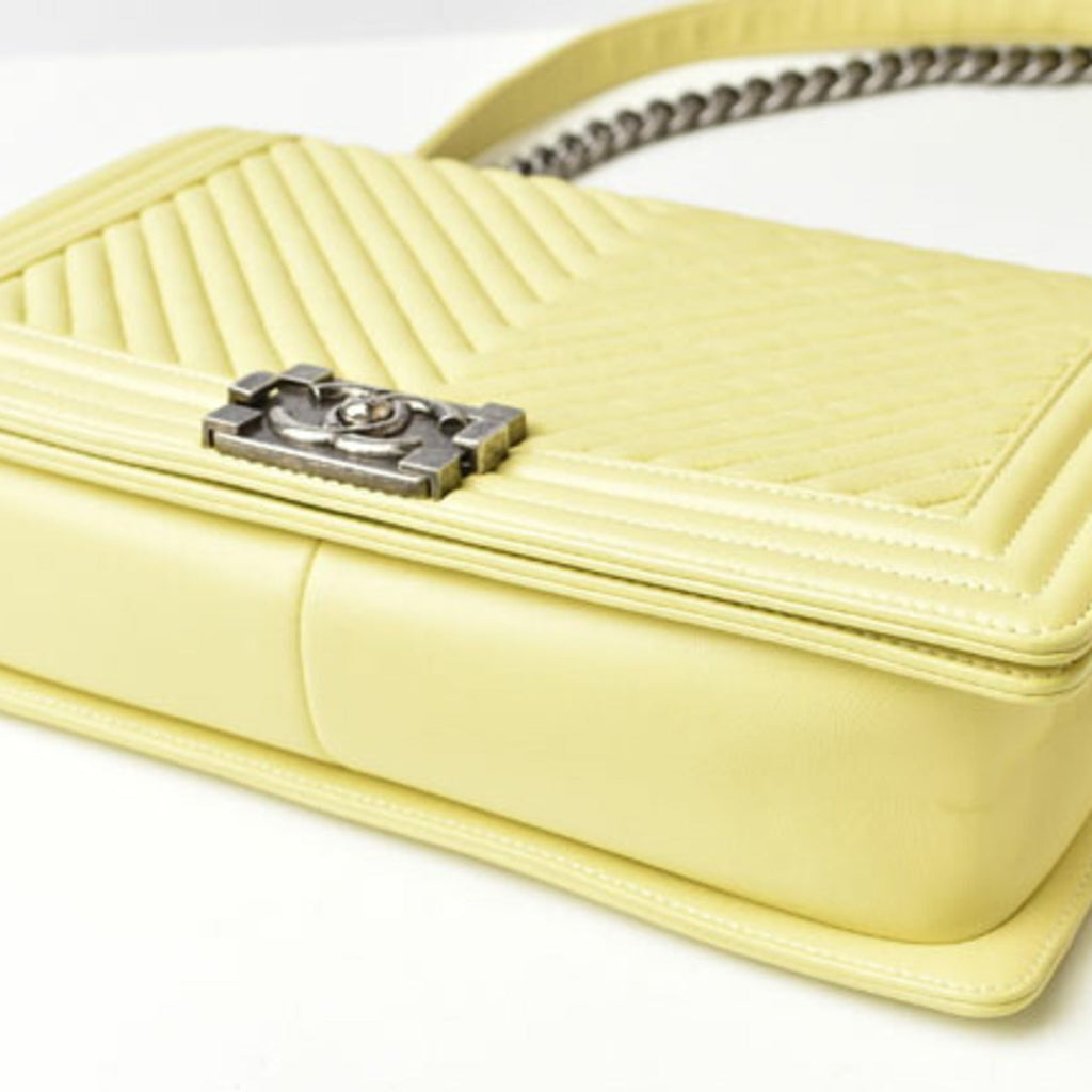 Chanel Yellow Leather Clutch Bag Shoulder Bag