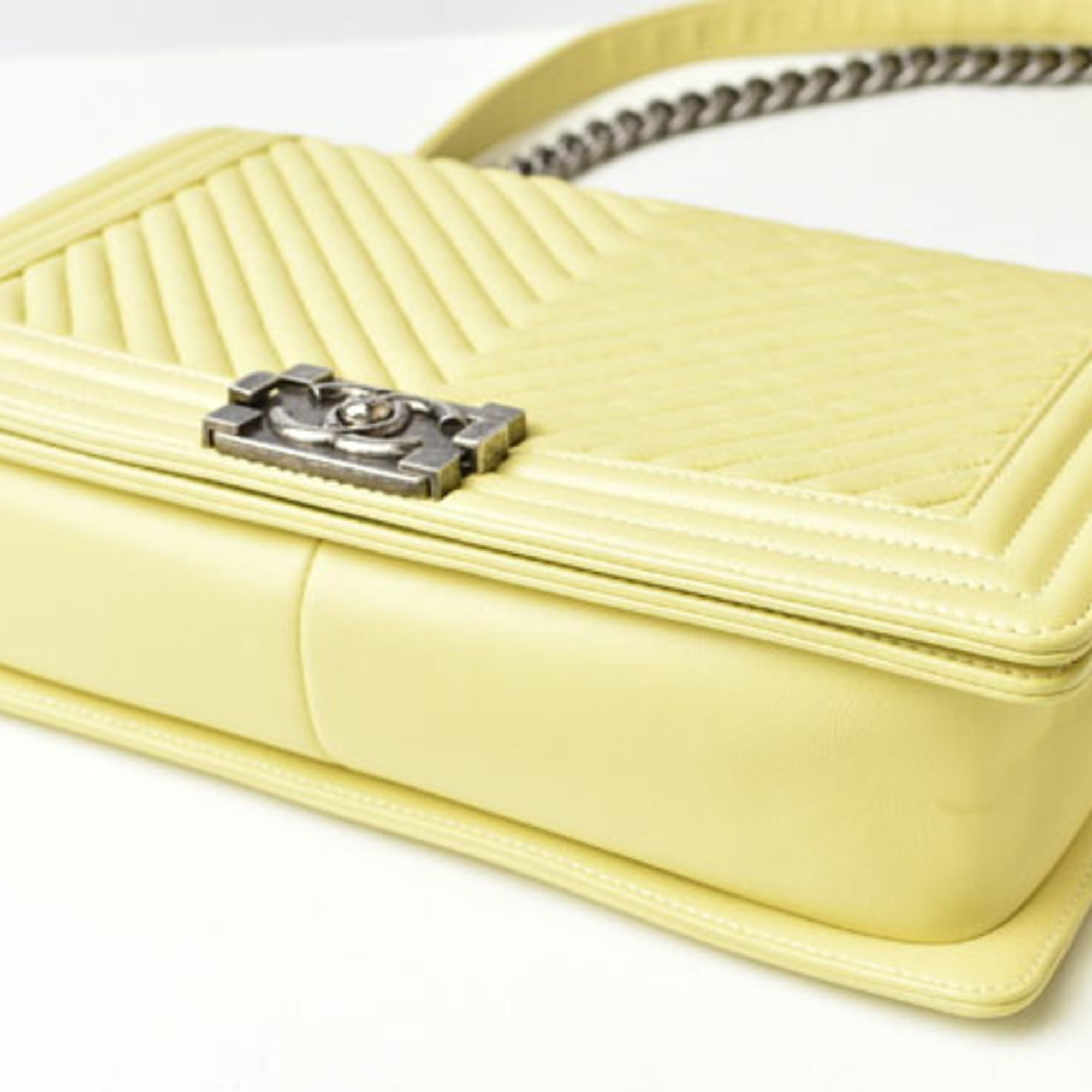 Chanel Yellow Leather Clutch Bag Shoulder Bag