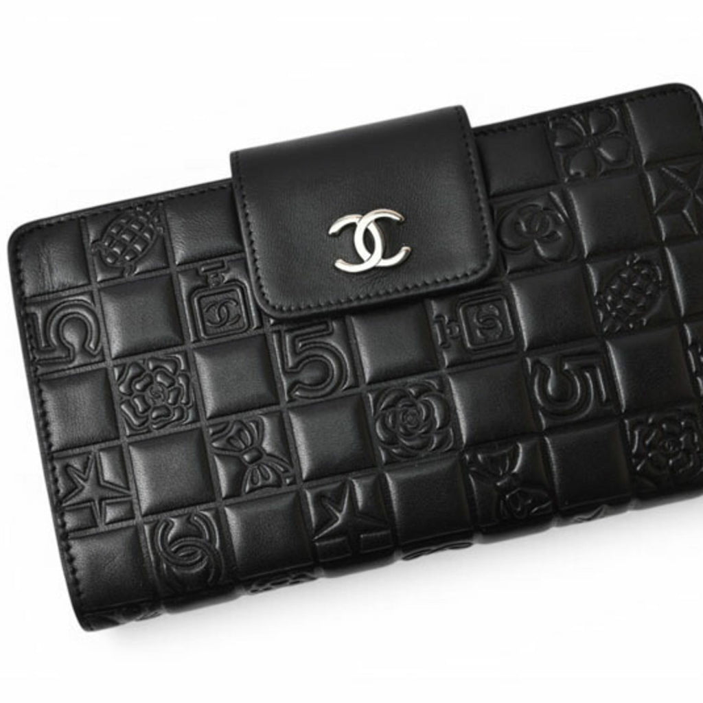 Chanel Black Leather Long Wallet (Bi-Fold)